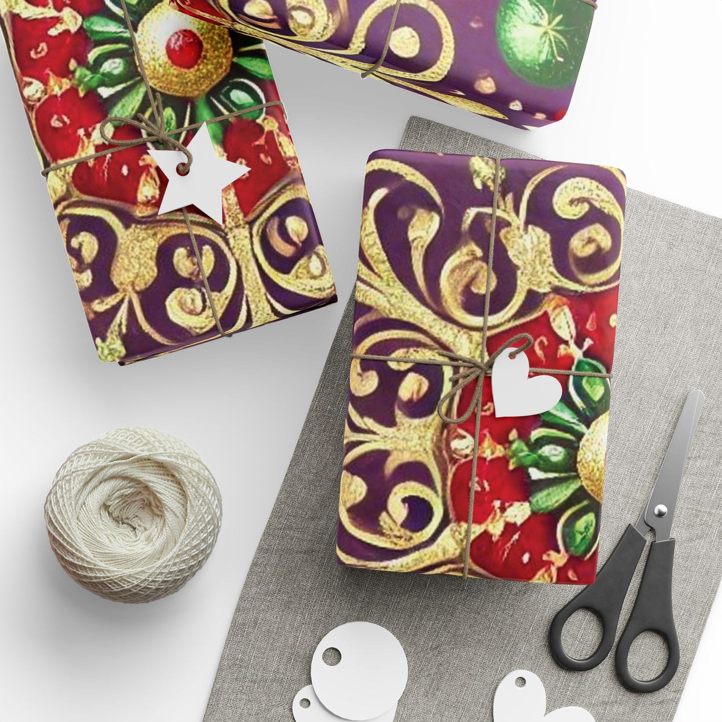 B.M.D Holiday Snowflake Wrapping Paper — Festive Gold & Jewel-Tone Gift Wrap
