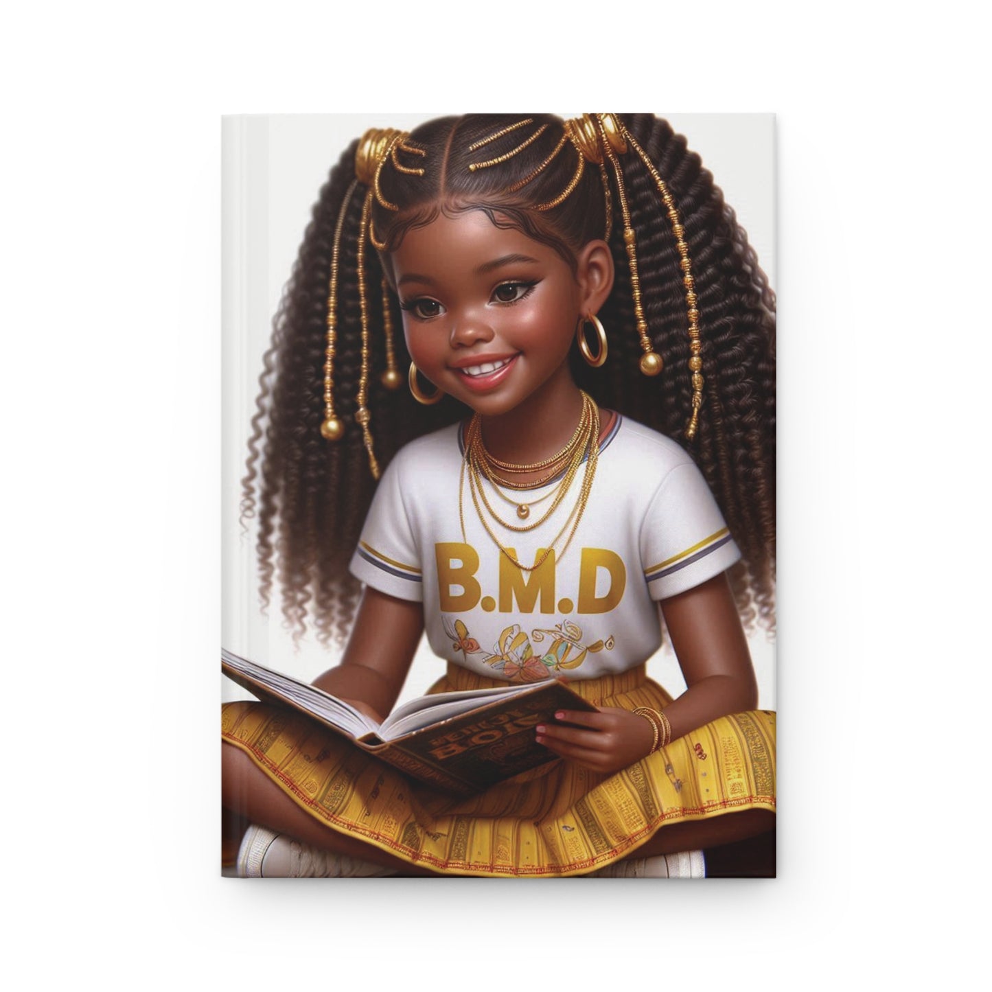 B.M.D Reading Girl Hardcover Journal Matte, Book Lover Notebook, Writer's Diary, Literary Gift, Stationery Set (pic 2 yellow)