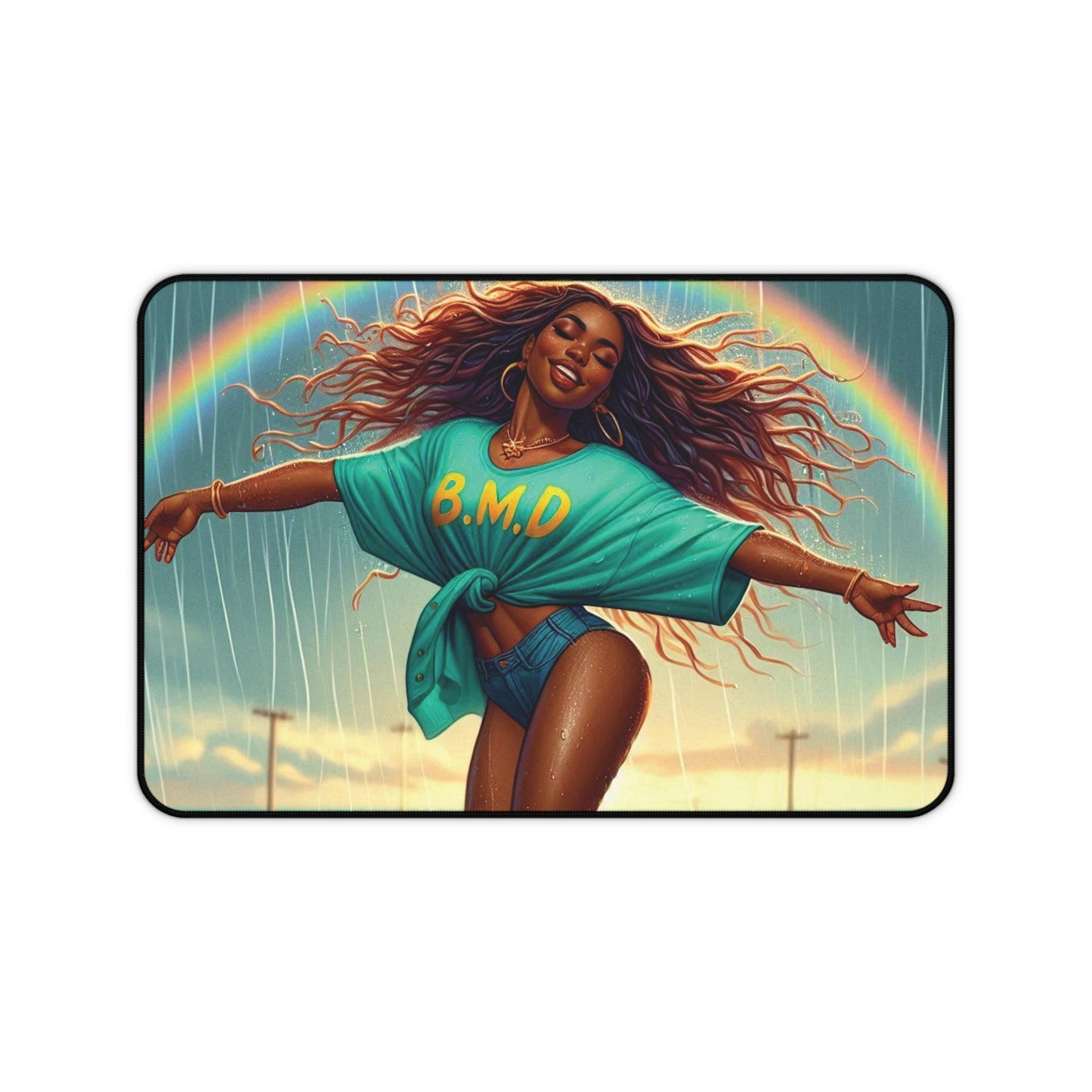 B.M.D Vibrant Rainbow Desk Mat - B.M.D. Dance Vibe, Home Office Decor, Motivational Gift, Gaming Accessory, Student Essential