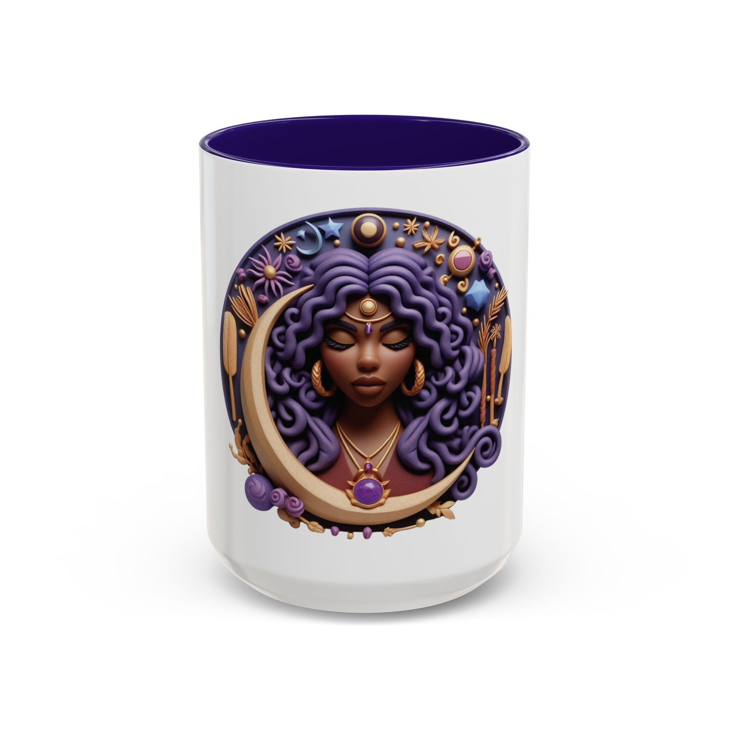B.M.D Colorful Moon Goddess Mug - Bohemian Coffee Cup, Celestial Art Drinkware, Unique Gift for Her, Astrology Lover, 11oz & 15oz Varieties