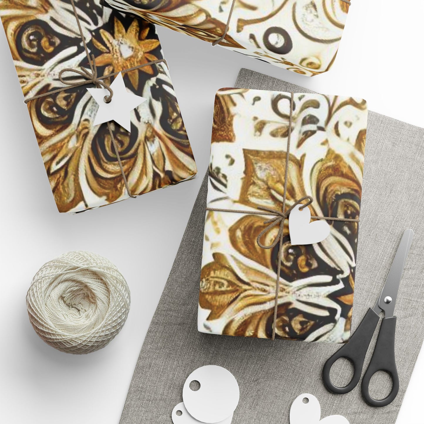 B.M.D Gold Floral Mandala Wrapping Paper – Elegant Gift Wrap for Weddings & Holidays
