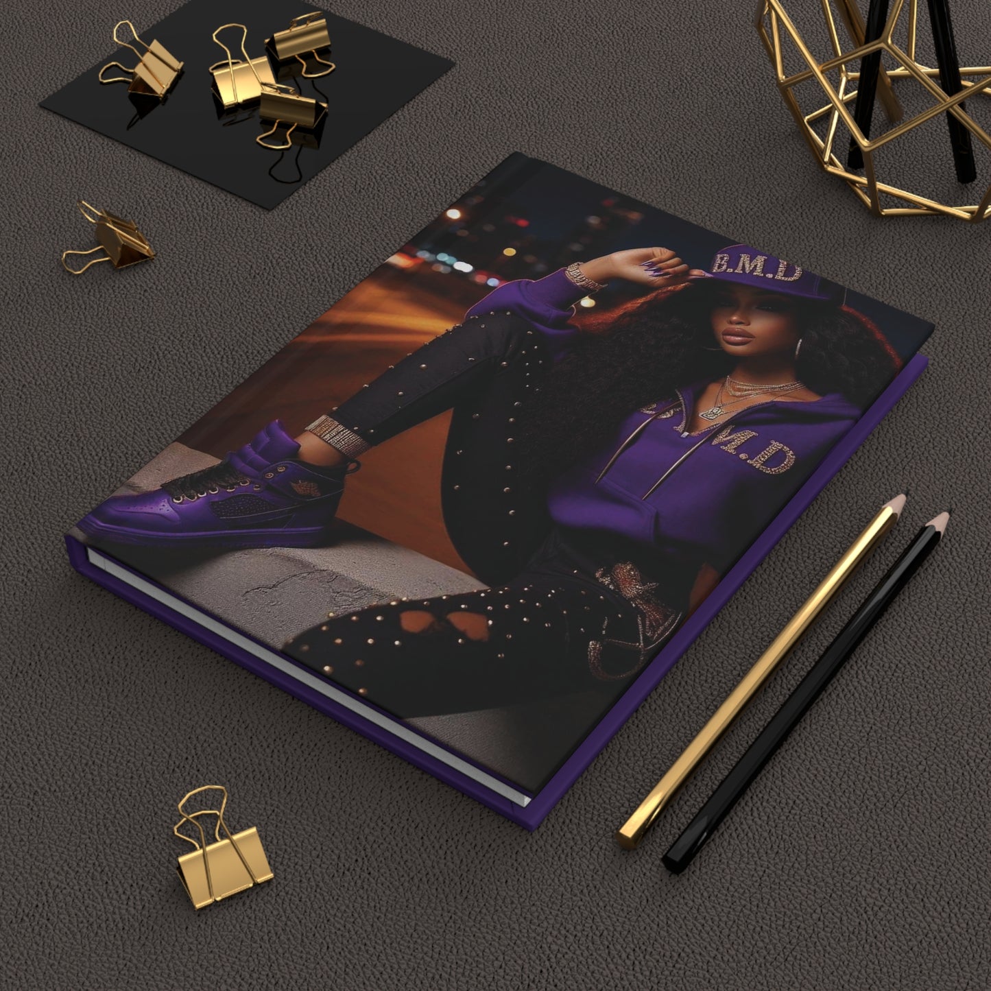 B.M.D Design City-Girl Stylish Hardcover Journal, Trendy Notebook for Creative Minds, Purple Journal for Writing, Gift for Her, Personal Diary (pic 1)