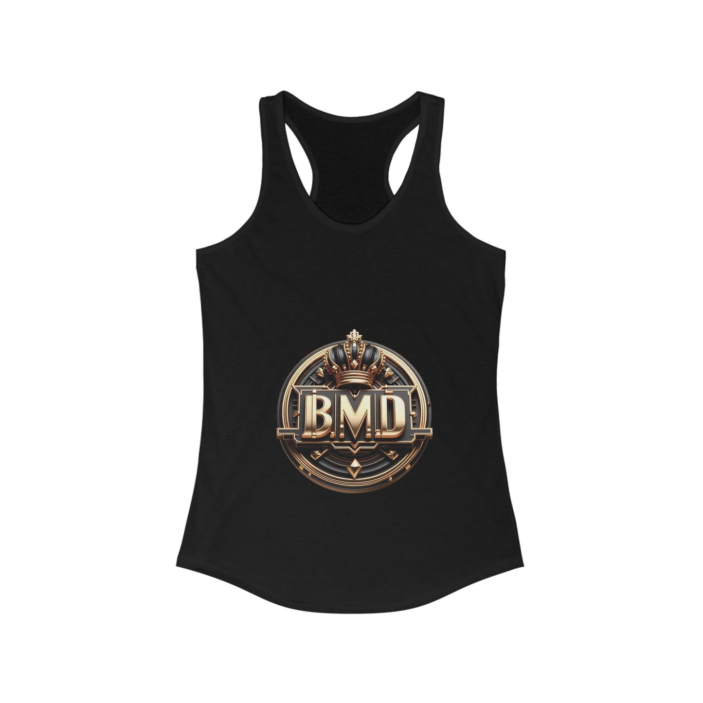 B.M.D White, Black and Gold Women's Ideal Racerback Tank