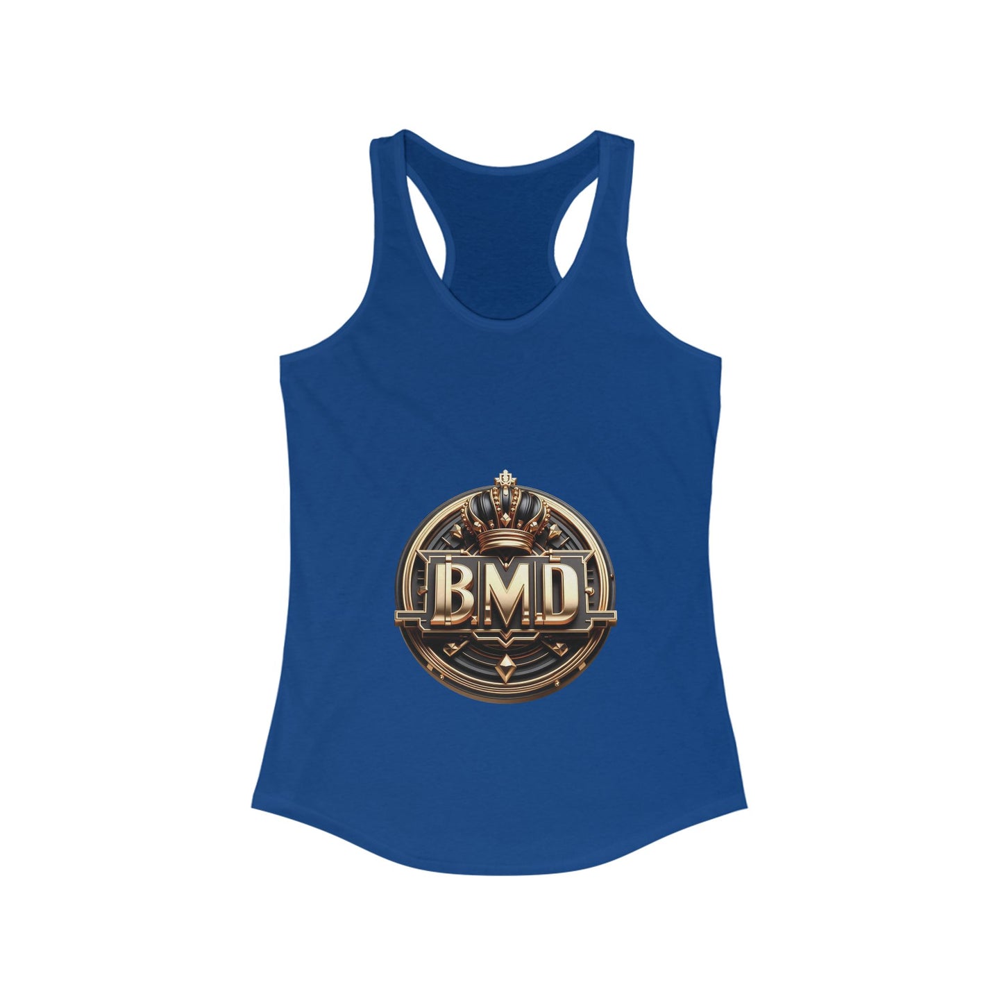 B.M.D White, Black and Gold Women's Ideal Racerback Tank