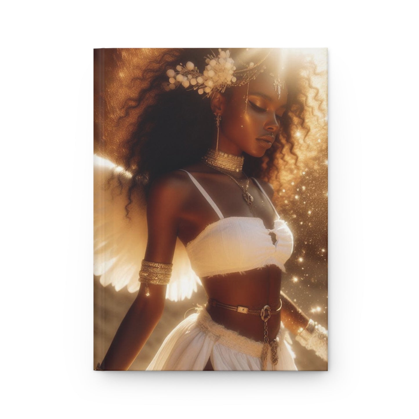 B.M.D Elegant Afrocentric Hardcover Journal, Inspirational Notebook, Gift for Her, Writing Journal, Ethereal Art Design (pic 1)