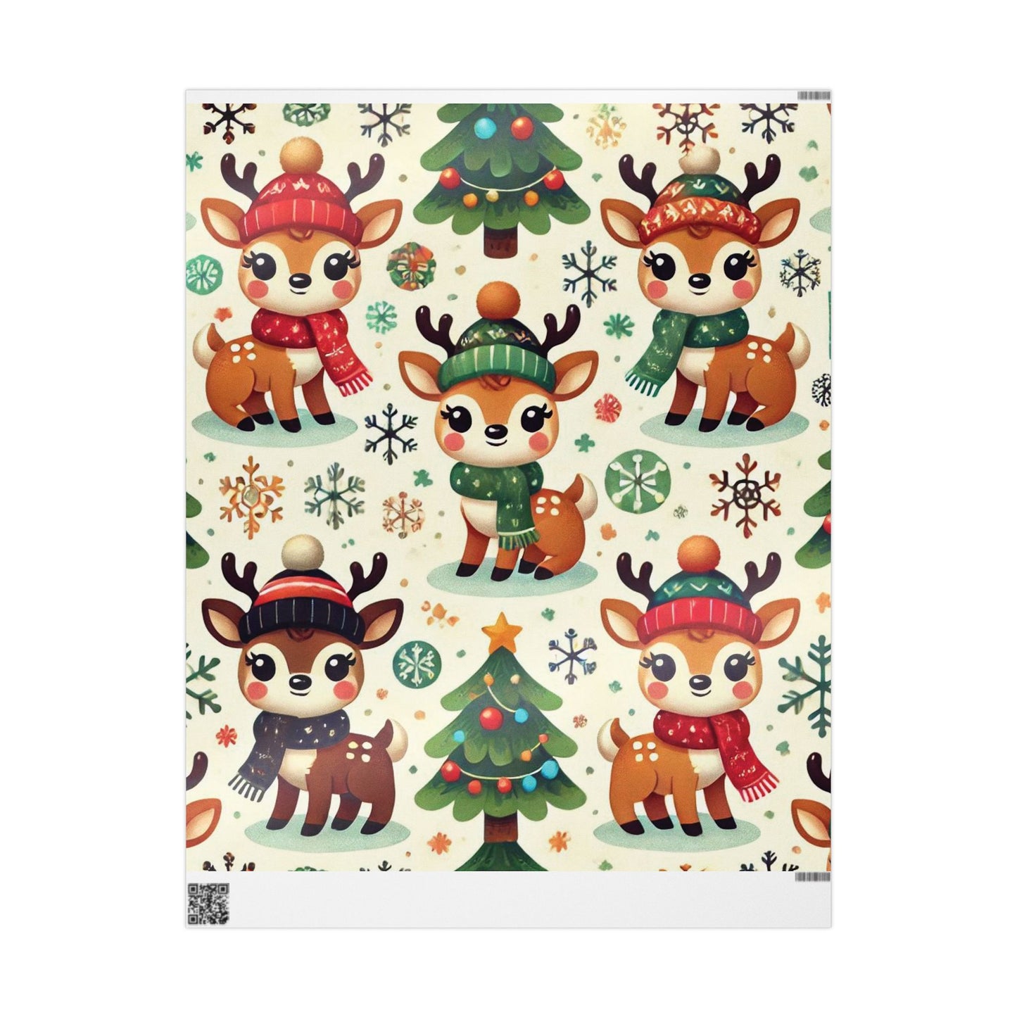 B.M.D Cute Reindeer Christmas Wrapping Paper Roll — Festive Holiday Gift Wrap with Trees & Snowflakes
