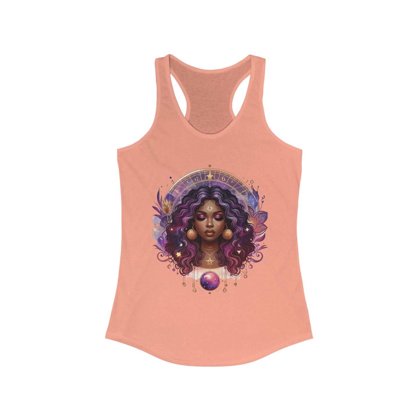 B M.D Cosmic Vibes Racerback Tank, Spiritual Women's Shirt, Bohemian Apparel, Vintage Style Tank, Astrology Gift for Her