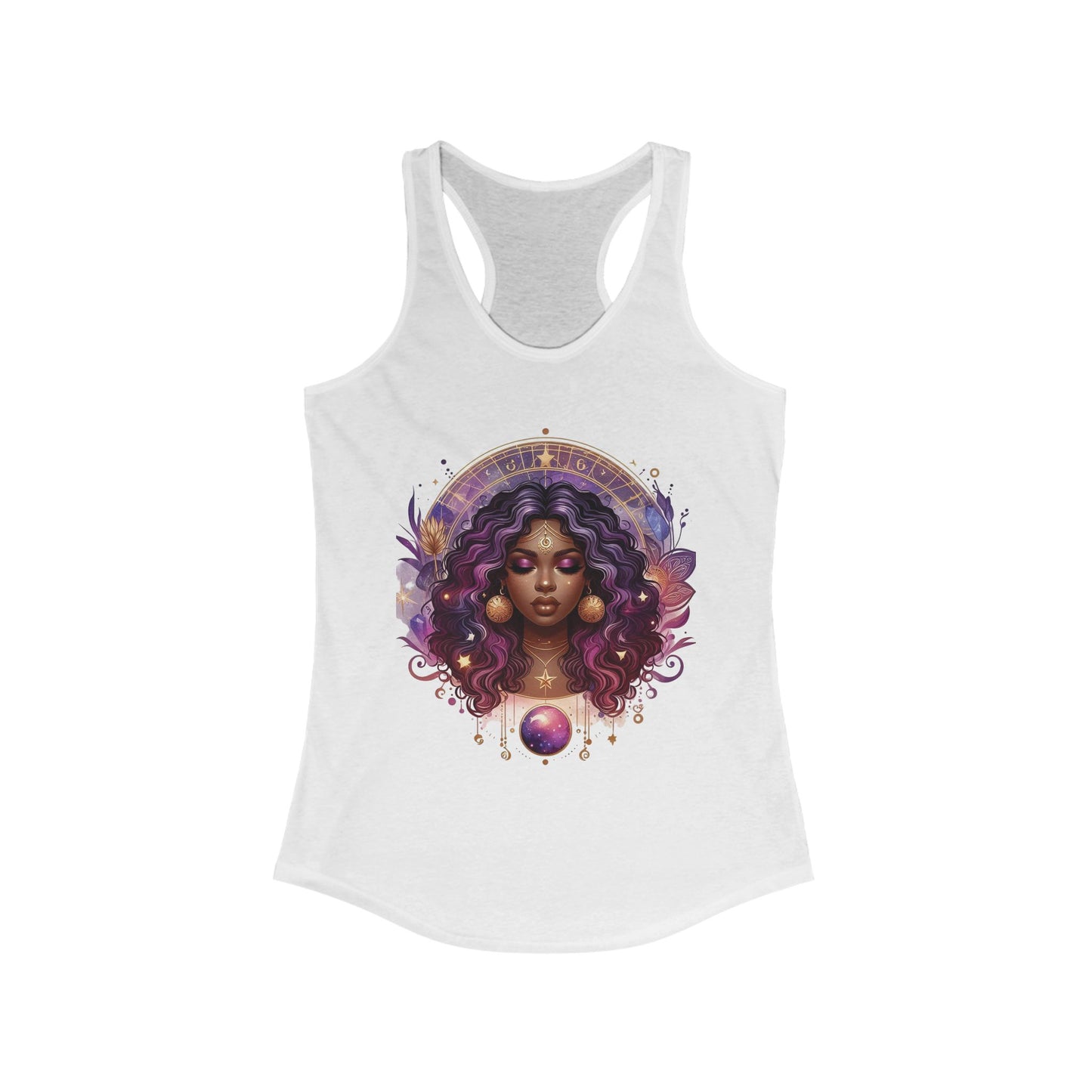 B M.D Cosmic Vibes Racerback Tank, Spiritual Women's Shirt, Bohemian Apparel, Vintage Style Tank, Astrology Gift for Her