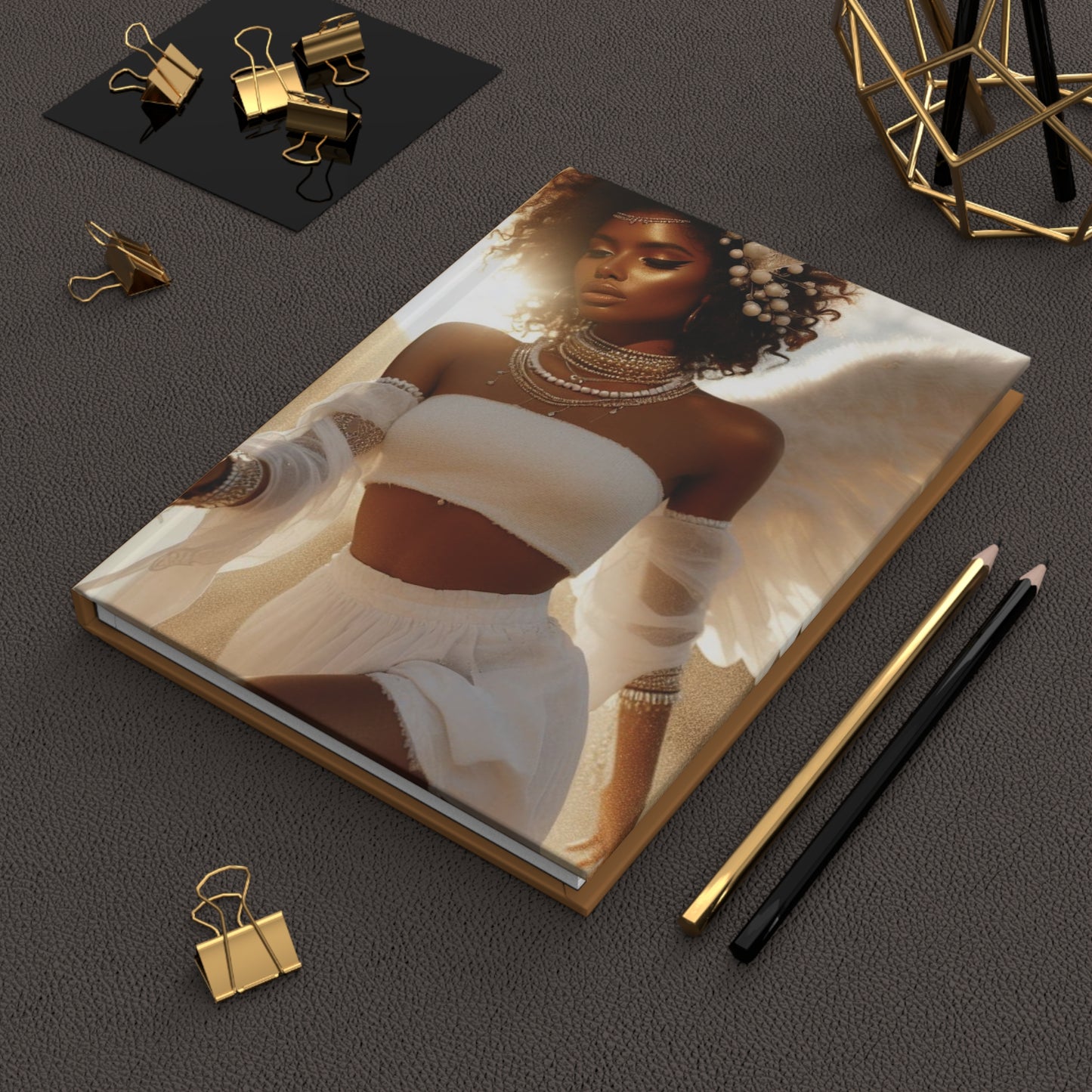 B.M.D Elegant Afrocentric Hardcover Journal, Inspirational Notebook, Gift for Her, Writing Journal, Ethereal Art Design (pic 2)