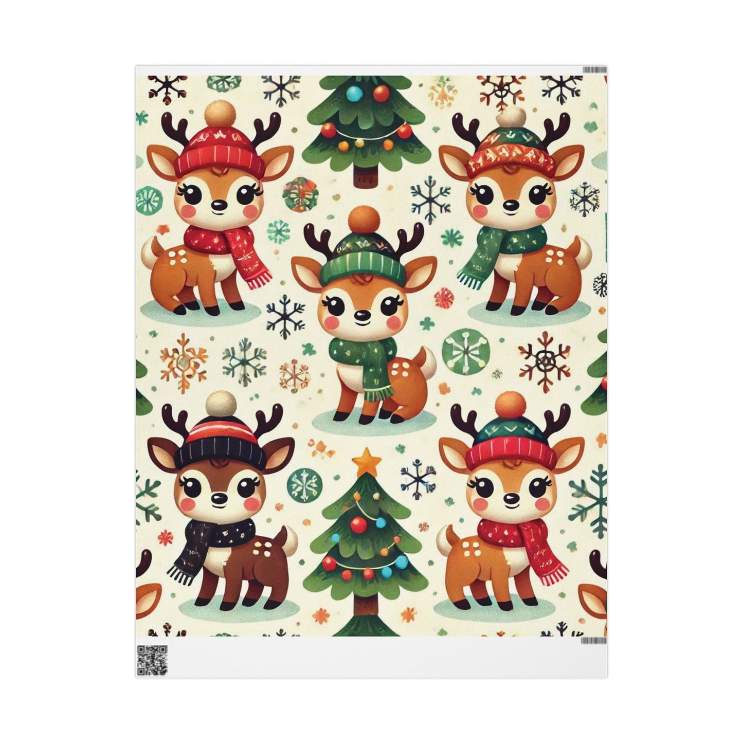B.M.D Cute Reindeer Christmas Wrapping Paper Roll — Festive Holiday Gift Wrap with Trees & Snowflakes