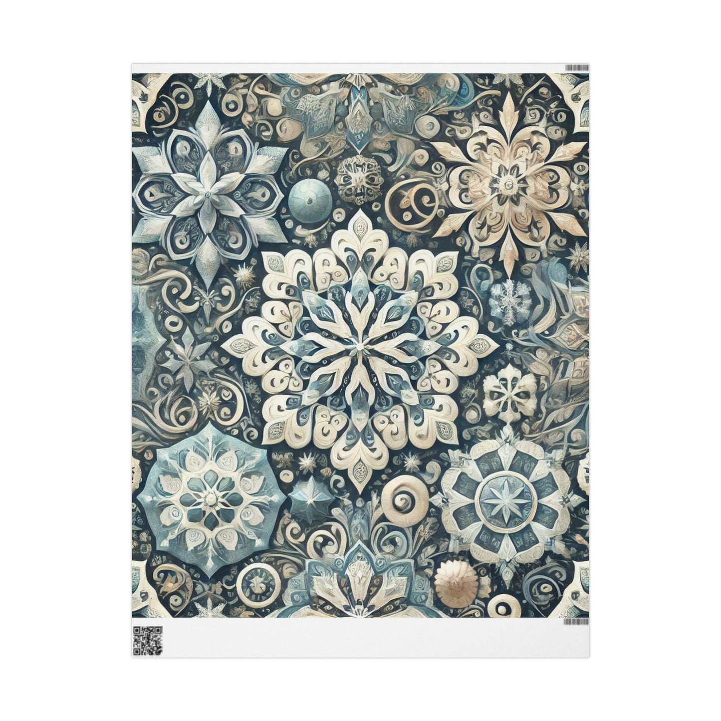 B.M.D Snowflake Mandala Wrapping Paper — Elegant Blue Winter Gift Wrap