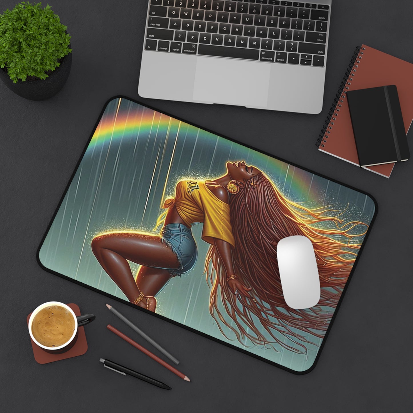 B.M.D Vibrant Rainbow Desk Mat - B.M.D. Dance Vibe, Home Office Decor, Motivational Gift, Gaming Accessory, Student Essential