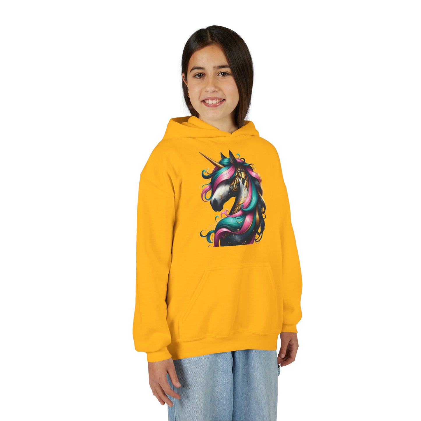 B.M.D Whimsical Unicorn Youth Hoodie, Adorable Kids Sweatshirt, Perfect for Birthdays, Gift for Unicorn Lovers, Cozy Pullover