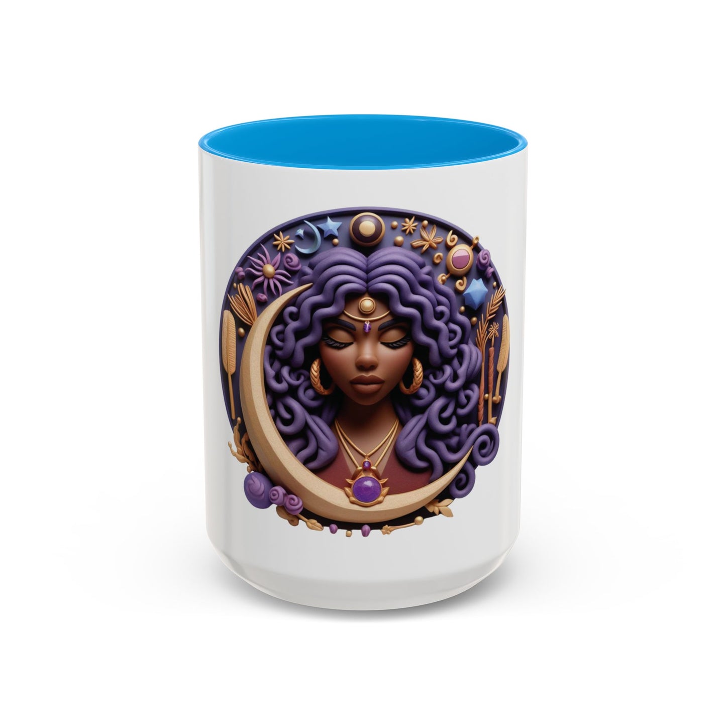B.M.D Colorful Moon Goddess Mug - Bohemian Coffee Cup, Celestial Art Drinkware, Unique Gift for Her, Astrology Lover, 11oz & 15oz Varieties