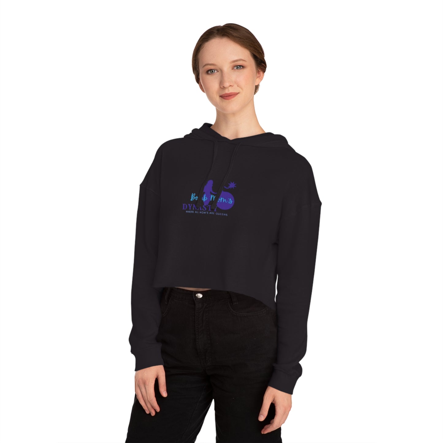 B.M.D Womens Cropped Hoodie with 'Born to Be a Dynasty' - Trendy Athleisure Top, Casual Wear, Gift for Fashion Lovers, Cozy Sweatshirt