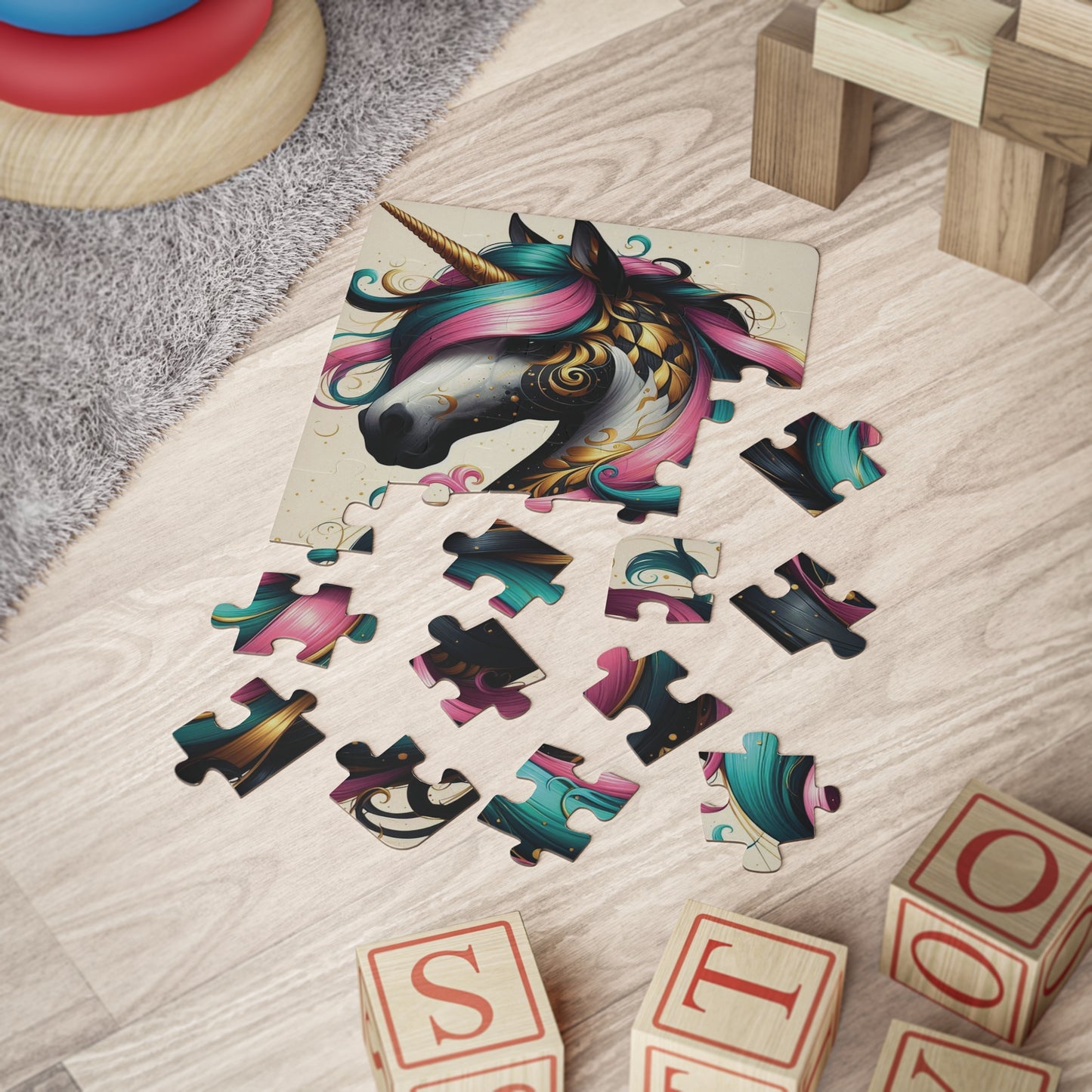 B.M.D Unicorn Kids' Puzzle, Magical 30-Piece Jigsaw, Fun Learning Toy, Perfect Gift for Birthdays, Playdates, Educational Activity