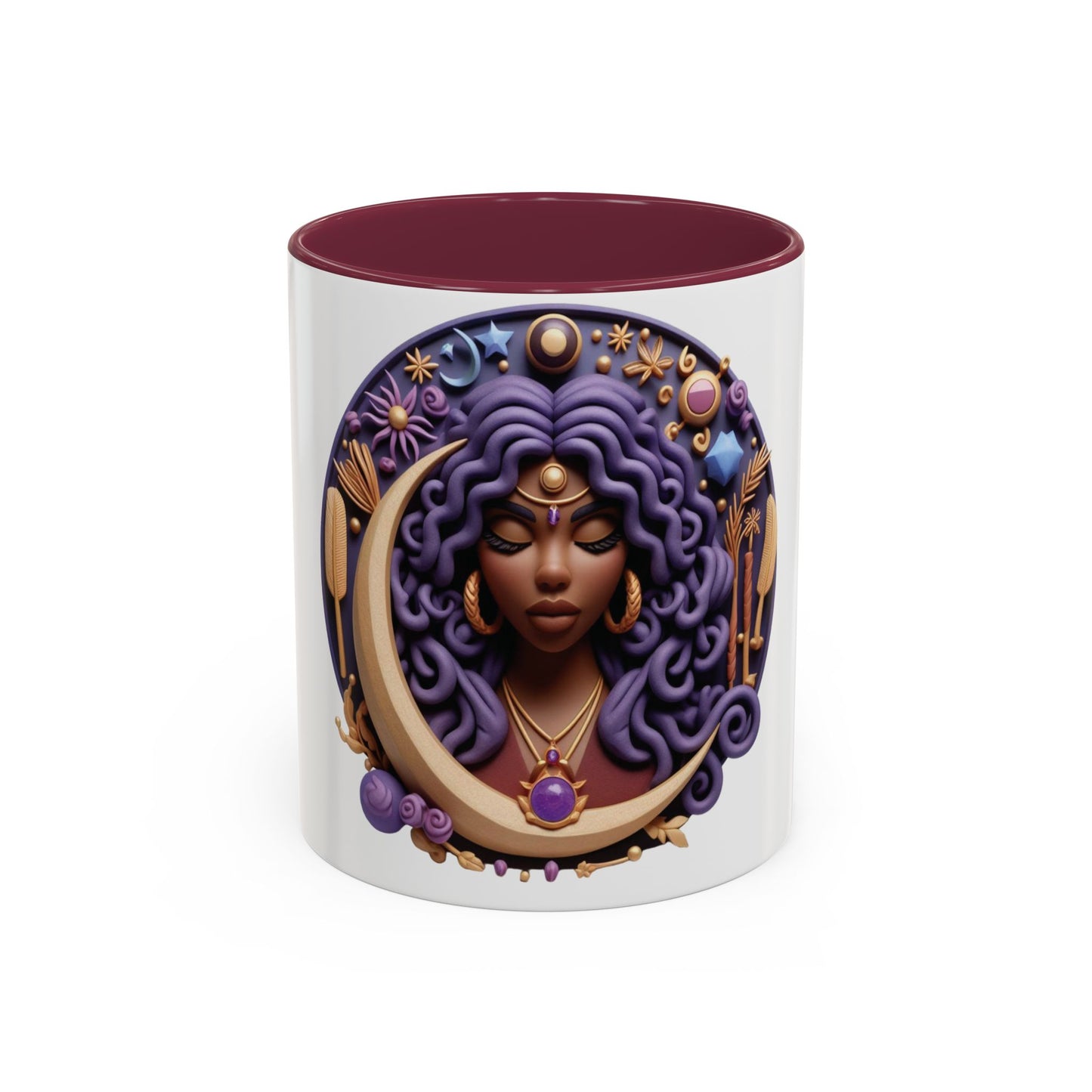 B.M.D Colorful Moon Goddess Mug - Bohemian Coffee Cup, Celestial Art Drinkware, Unique Gift for Her, Astrology Lover, 11oz & 15oz Varieties