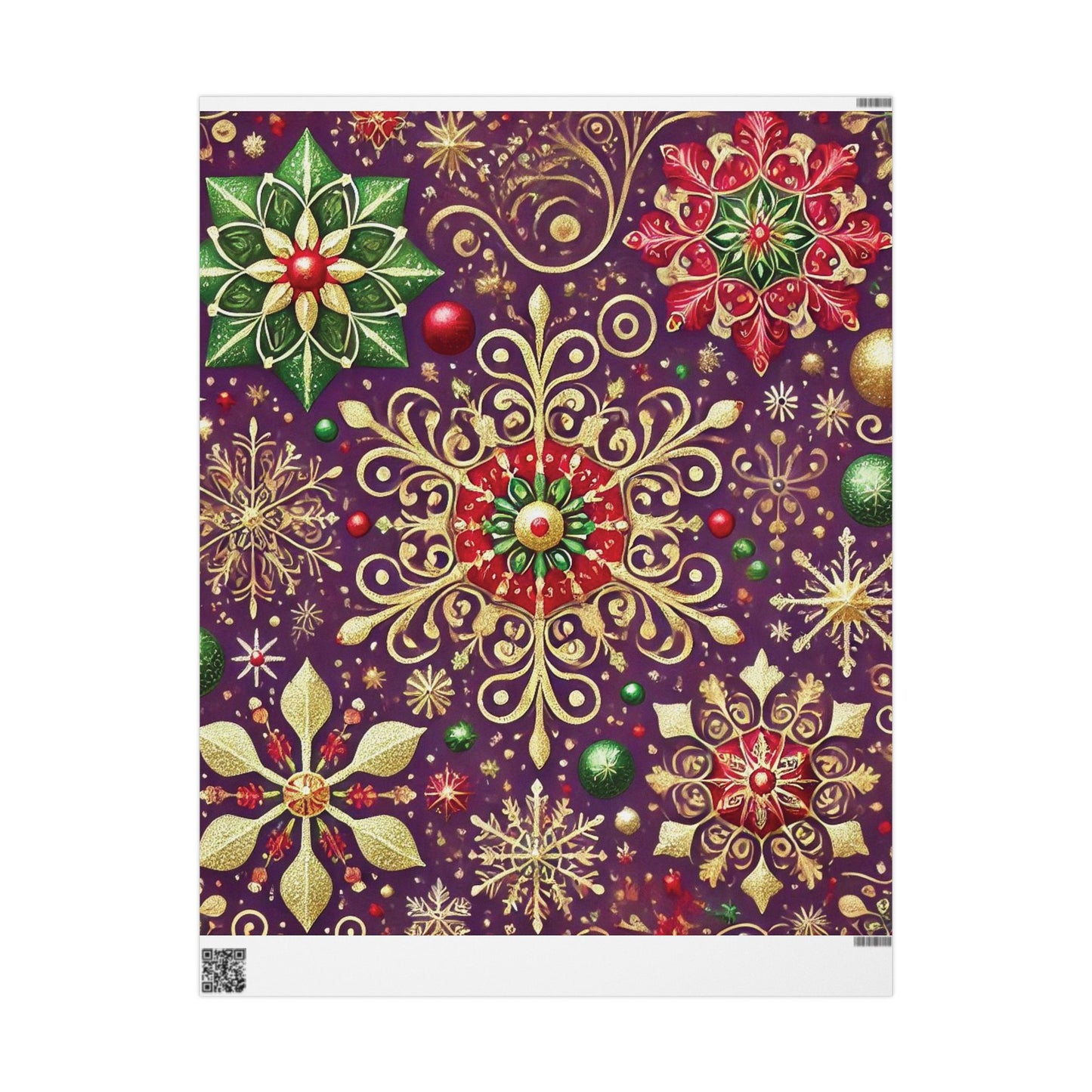 B.M.D Holiday Snowflake Wrapping Paper — Festive Gold & Jewel-Tone Gift Wrap