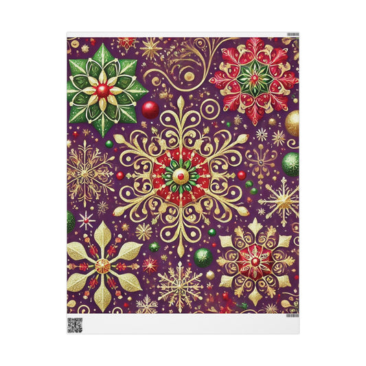 B.M.D Holiday Snowflake Wrapping Paper — Festive Gold & Jewel-Tone Gift Wrap