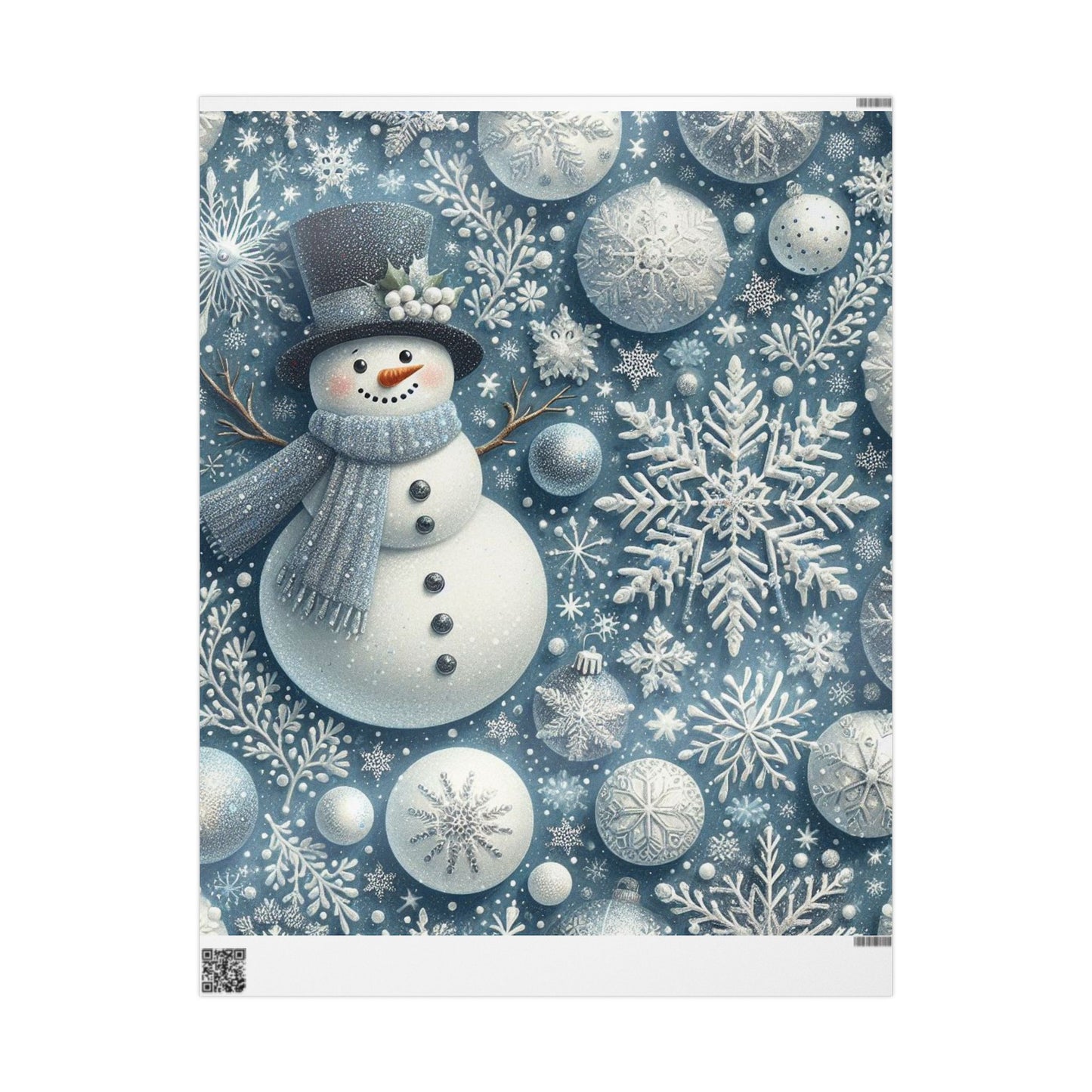 B.M.D Winter Snowman Wrapping Paper — Snowflake Holiday Gift Wrap
