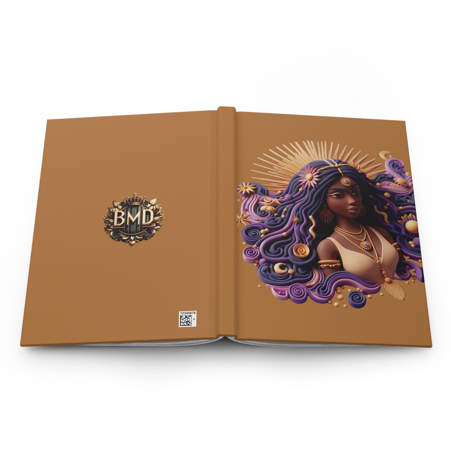 B.M.D Goddess Inspired Hardcover Journal, Boho Writing Notebook, Black Girl Magic, Gift for Writers Spiritual Awakening, Stylish Art Journal