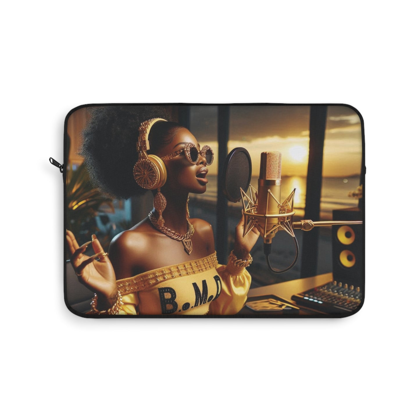 B M.D Stylish Laptop Sleeve for Music Lovers, Art-Inspired Tech Case, Unique Gift for Creatives, Fashionable Carrying Case