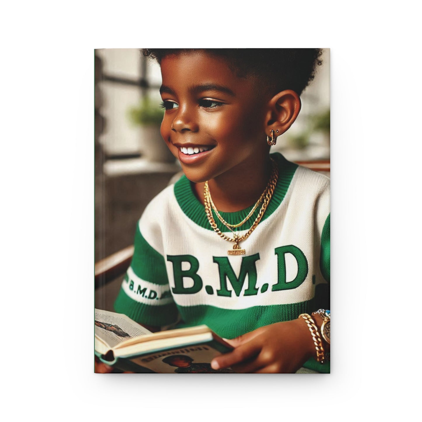 B.M.D Stylish Hardcover Journal for Kids, Boys' Diary, Fun School Supplies, Personal Notebook, Unique Gift for Young Writers (pic 1 green)