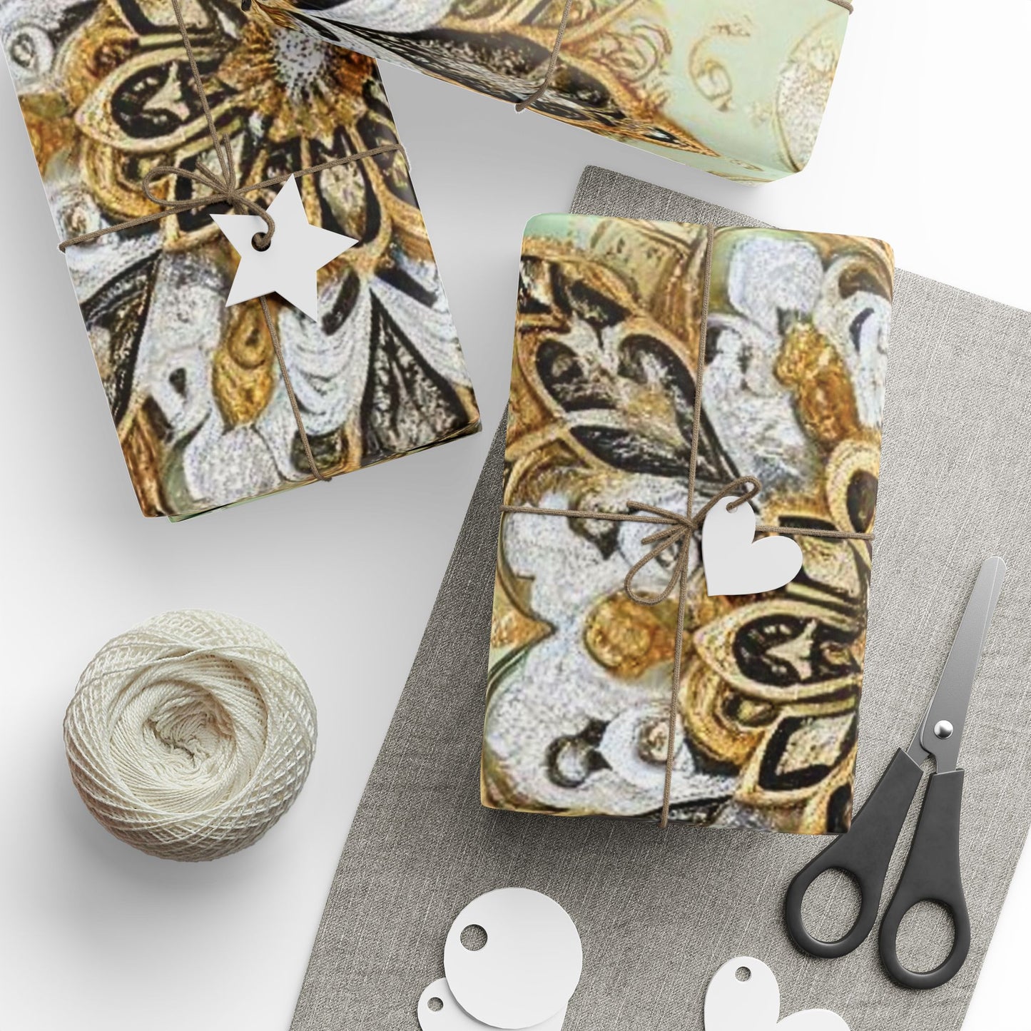 B.M.D Gold & Green Mandala Wrapping Paper — Elegant Holiday Gift Wrap