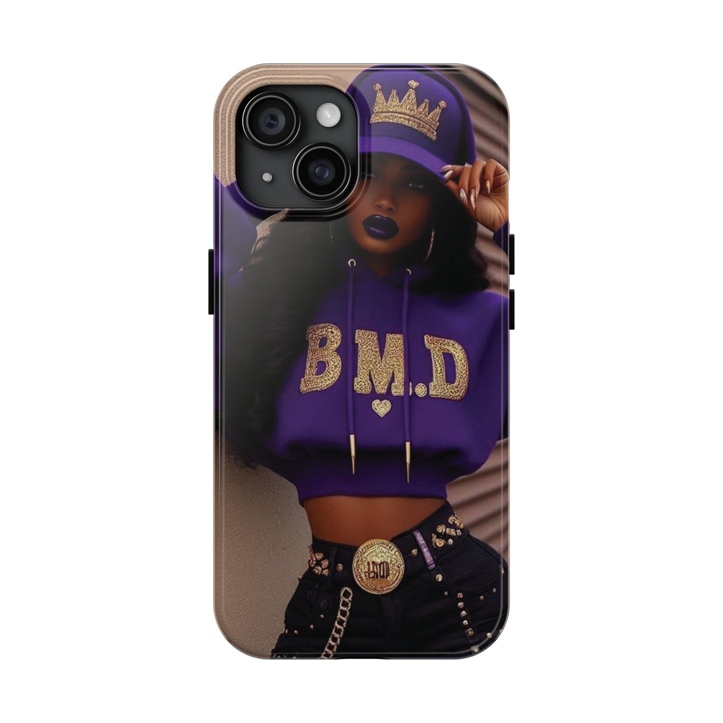 Stylish Tough Phone Cases with B.M.D Design, Trendy Phone Accessories, Gift for Her, Hip Hop Phone Cover, Queen Vibe Case