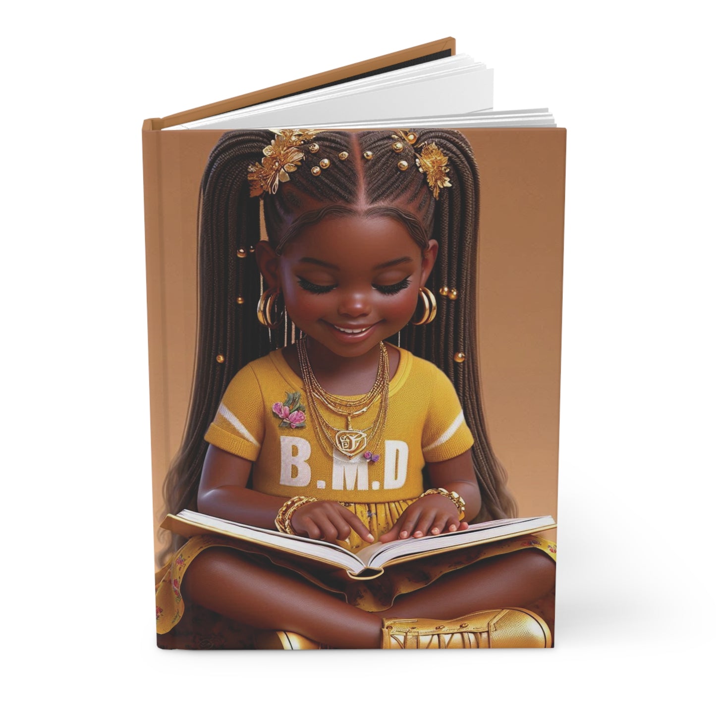B.M.D Reading Girl Hardcover Journal Matte, Book Lover Notebook, Writer's Diary, Literary Gift, Stationery Set (pic 3 yellow)