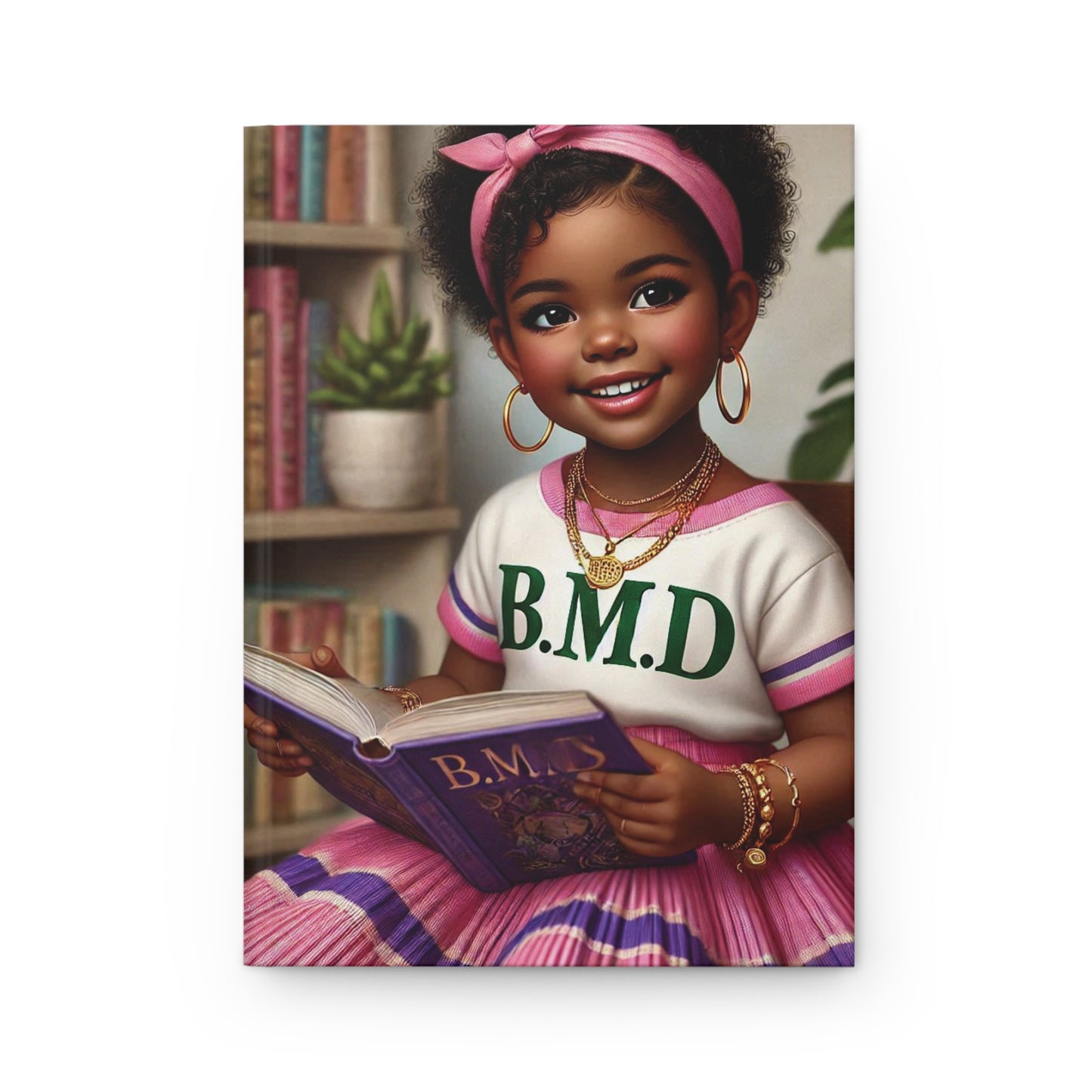 B.M.D Reading Girl Hardcover Journal Matte, Book Lover Notebook, Writer's Diary, Literary Gift, Stationery Set (pic 3 light pink)