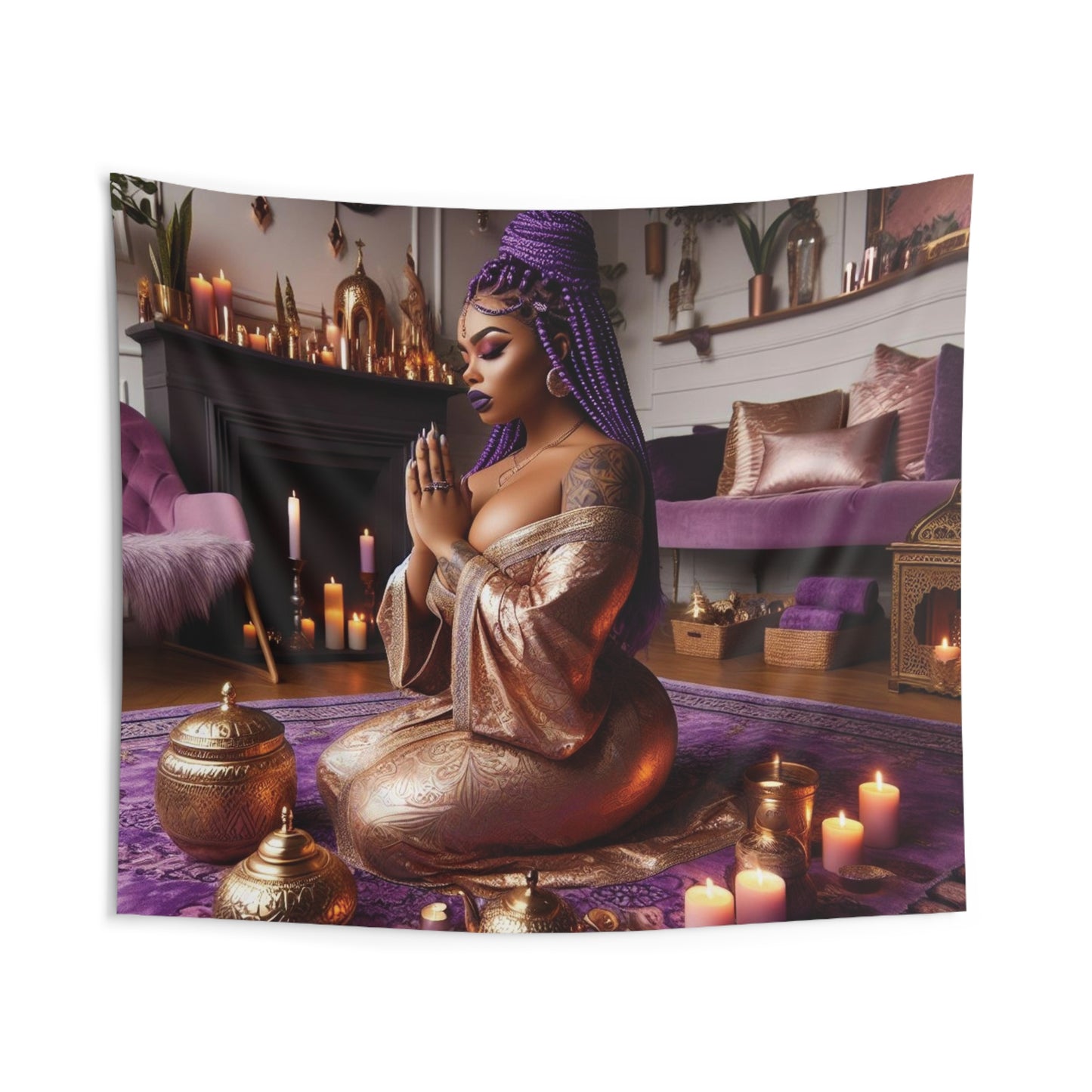 B M.D Meditation Wall Tapestry, Bohemian Decor, Spiritual Indoor Tapestry, Room Aesthetic, Yoga Wall Art, Zen Home Decoration