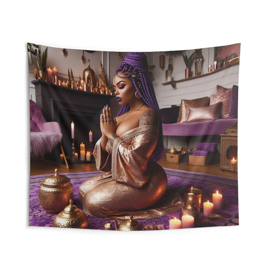 B M.D Meditation Wall Tapestry, Bohemian Decor, Spiritual Indoor Tapestry, Room Aesthetic, Yoga Wall Art, Zen Home Decoration