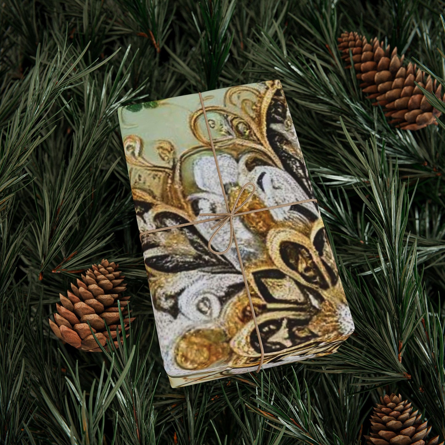 B.M.D Gold & Green Mandala Wrapping Paper — Elegant Holiday Gift Wrap