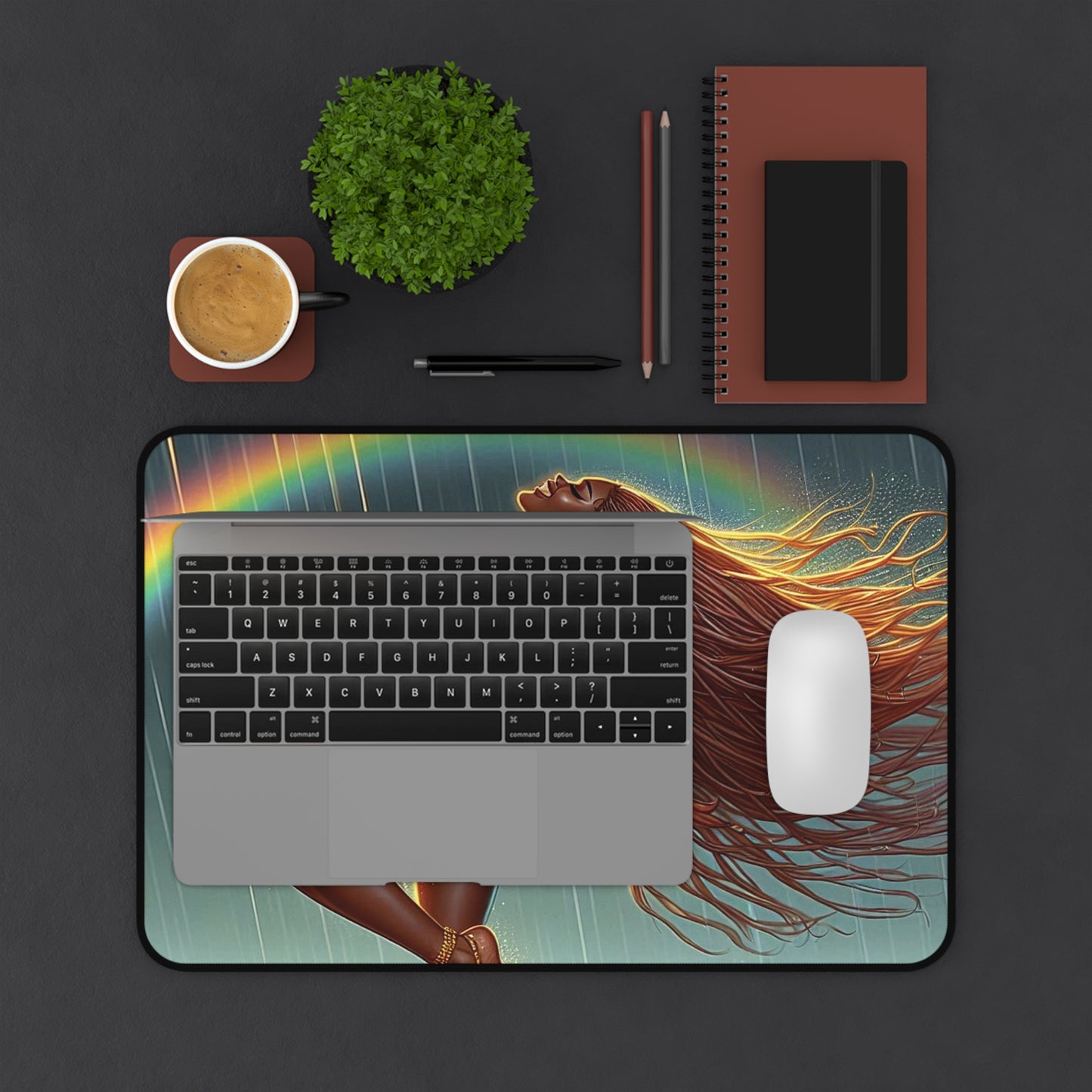 B.M.D Vibrant Rainbow Desk Mat - B.M.D. Dance Vibe, Home Office Decor, Motivational Gift, Gaming Accessory, Student Essential