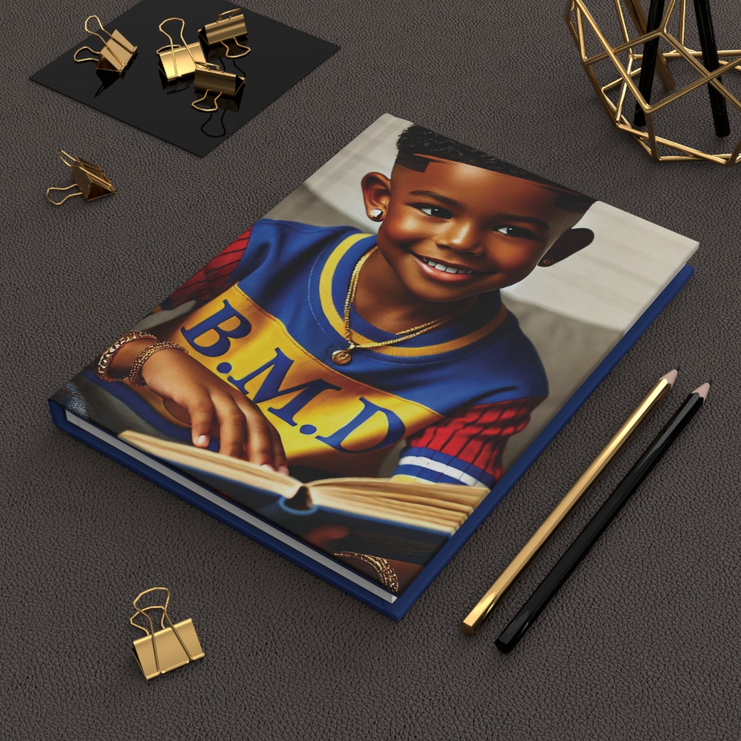 B.M.D Stylish Hardcover Journal for Kids, Boys' Diary, Fun School Supplies, Personal Notebook, Unique Gift for Young Writers (pic 2 blue)