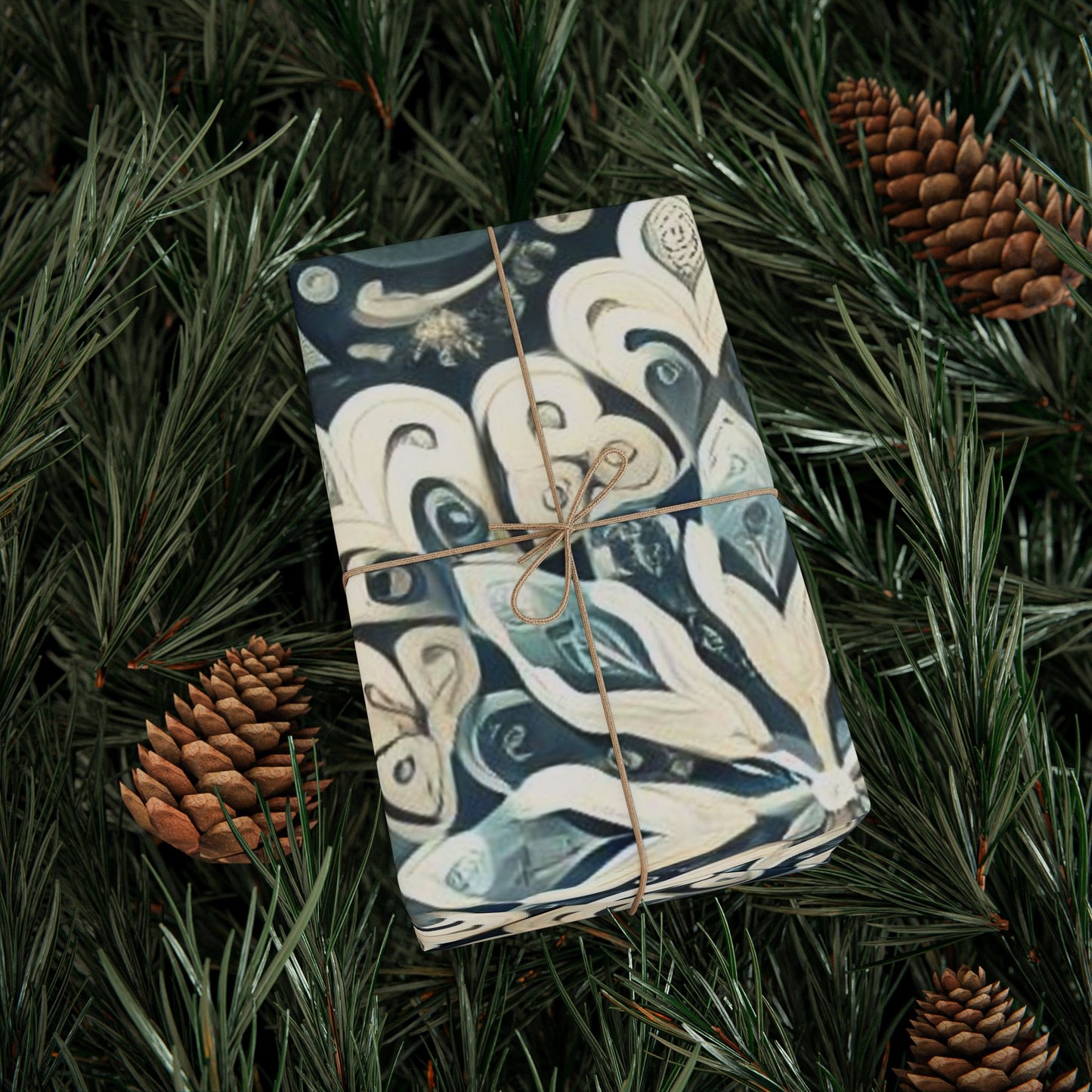 B.M.D Snowflake Mandala Wrapping Paper — Elegant Blue Winter Gift Wrap
