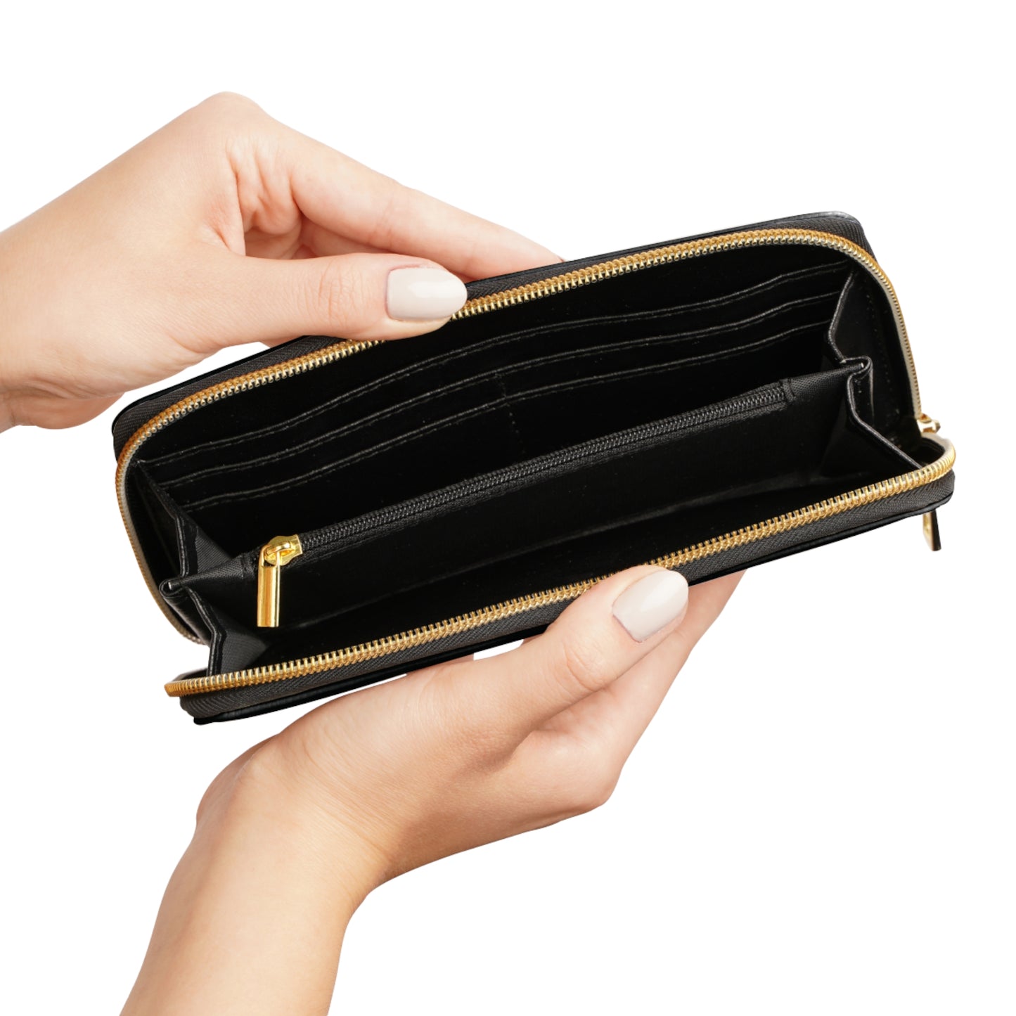 B.M.D Black and Gold Zipper Wallet