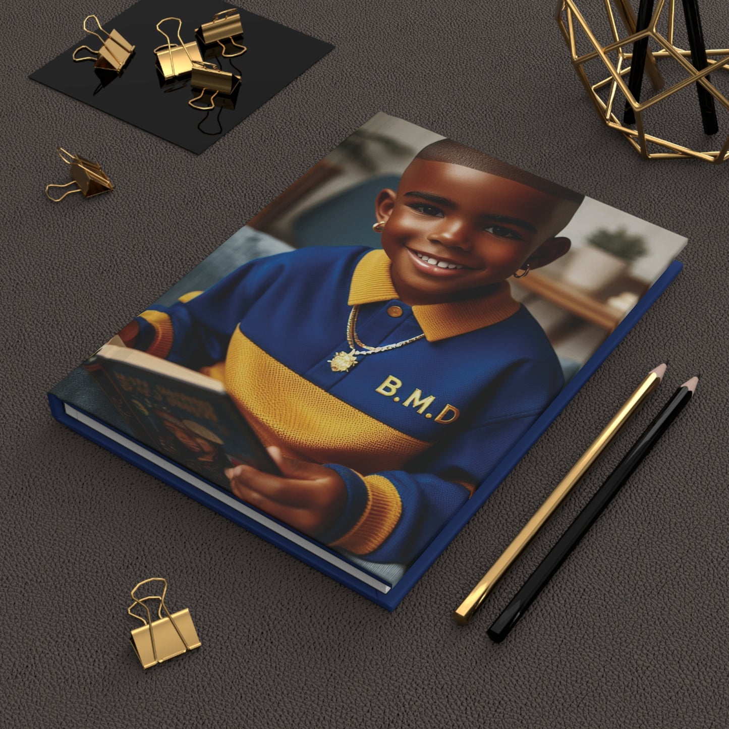 B.M.D Stylish Hardcover Journal for Kids, Boys' Diary, Fun School Supplies, Personal Notebook, Unique Gift for Young Writers (pic 3 blue)