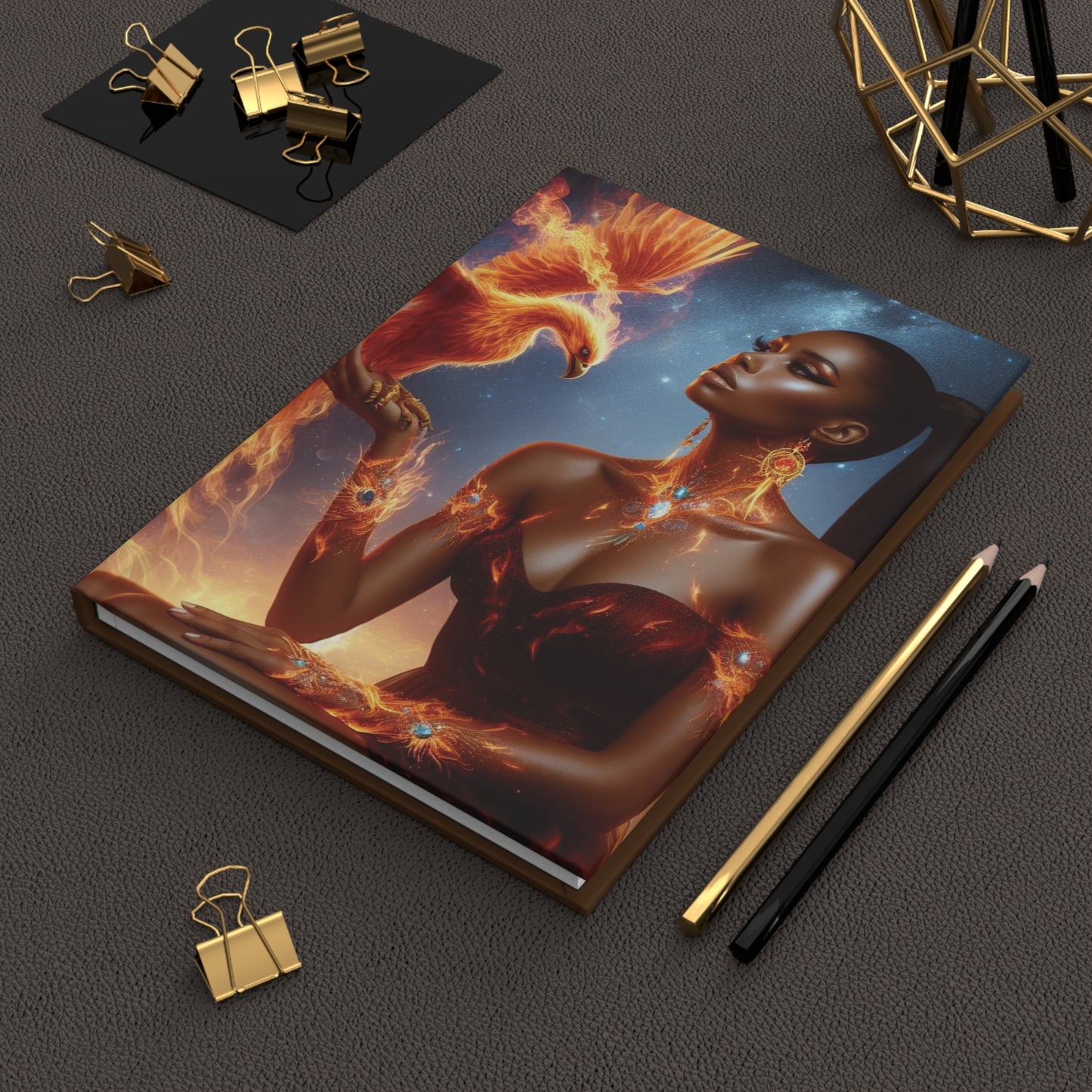 B.M.D Fiery Phoenix Hardcover Journal, Inspirational Writing Notebook, Gift for Creatives, Artistic Journal, Unique Stationery (pic 2)
