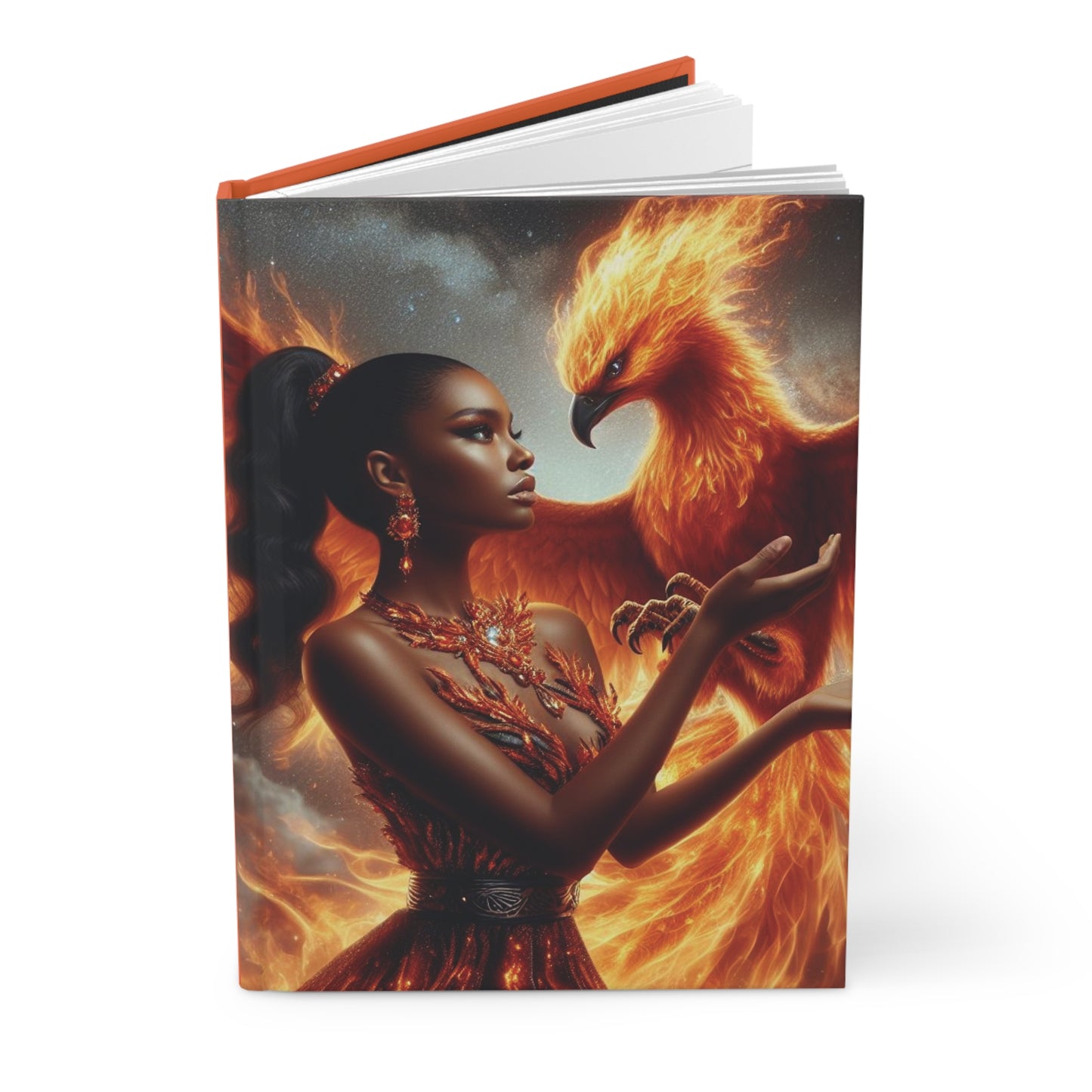 B.M.D Fiery Phoenix Hardcover Journal, Inspirational Writing Notebook, Gift for Creatives, Artistic Journal, Unique Stationery (pic 1)