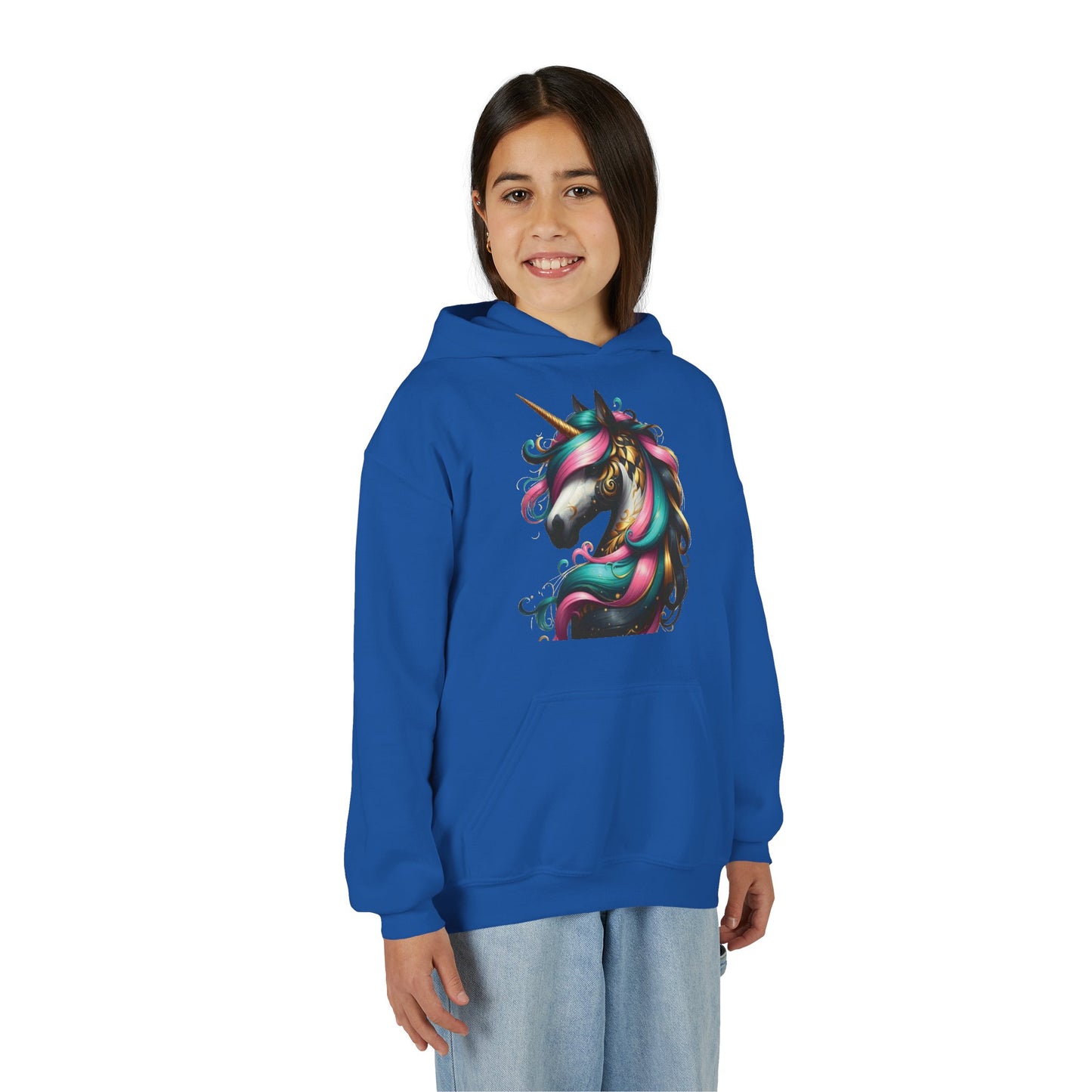 B.M.D Whimsical Unicorn Youth Hoodie, Adorable Kids Sweatshirt, Perfect for Birthdays, Gift for Unicorn Lovers, Cozy Pullover
