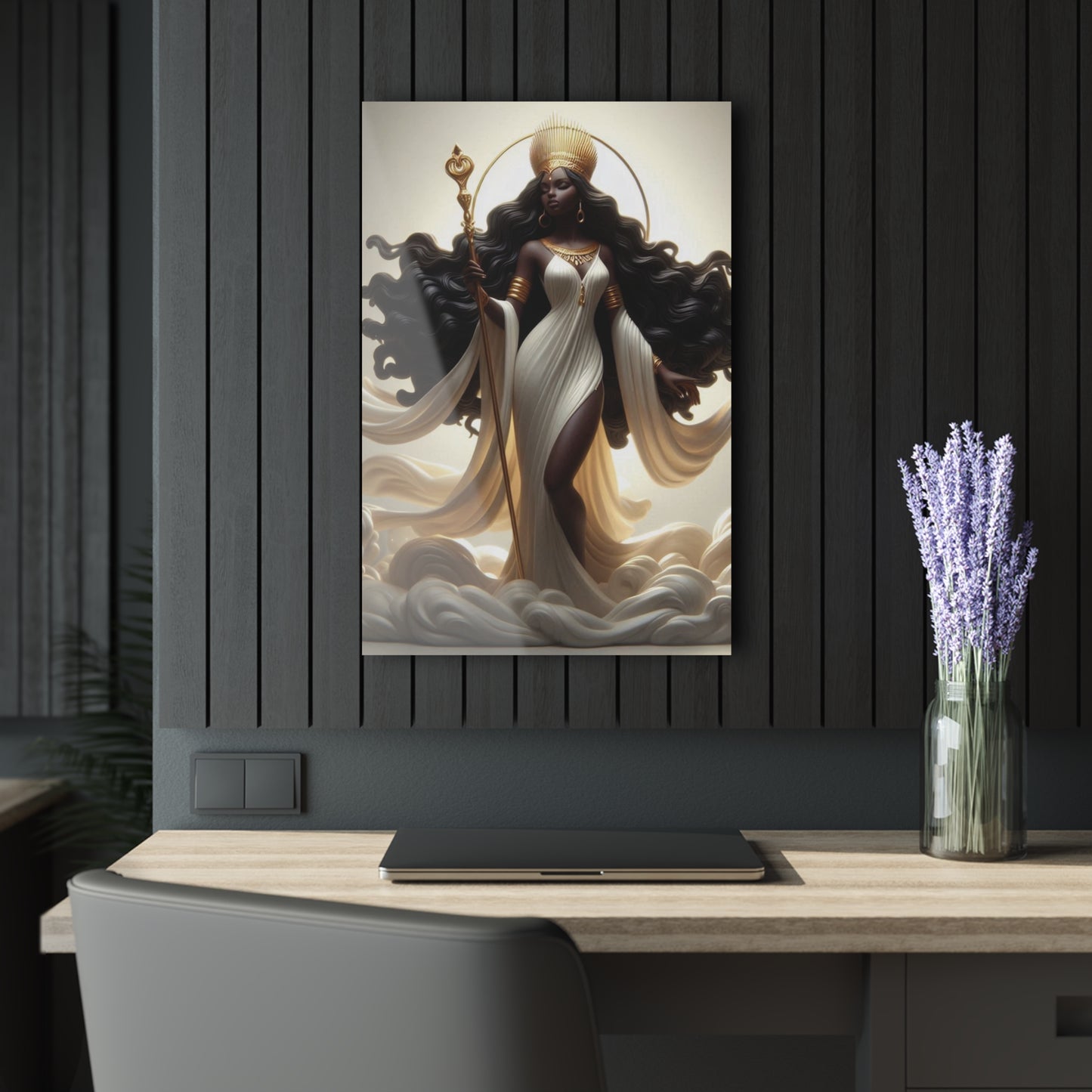 B.M.D Divine Goddess Acrylic Wall Art Print, Modern Home Decor, Inspirational Art for Living Room, Unique Gift Idea, Elegant Framed Design