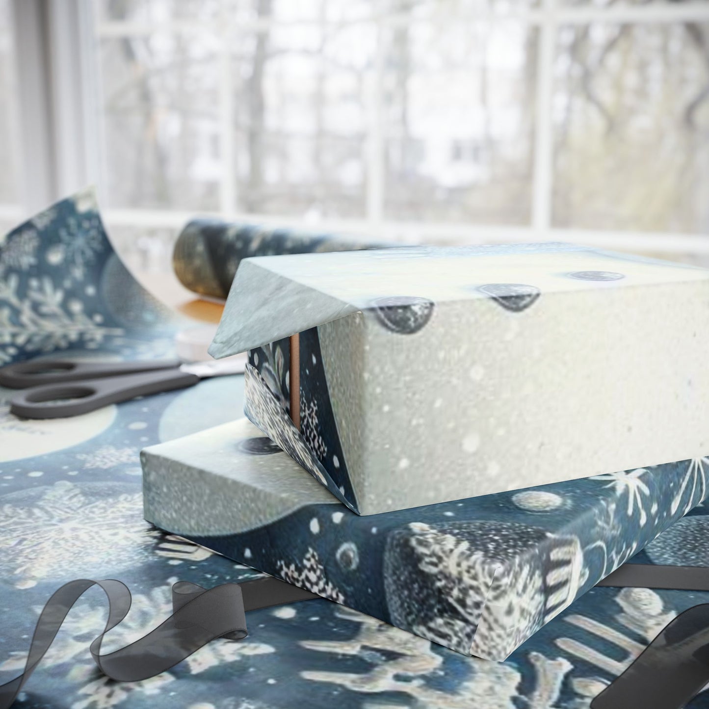 B.M.D Winter Snowman Wrapping Paper — Snowflake Holiday Gift Wrap