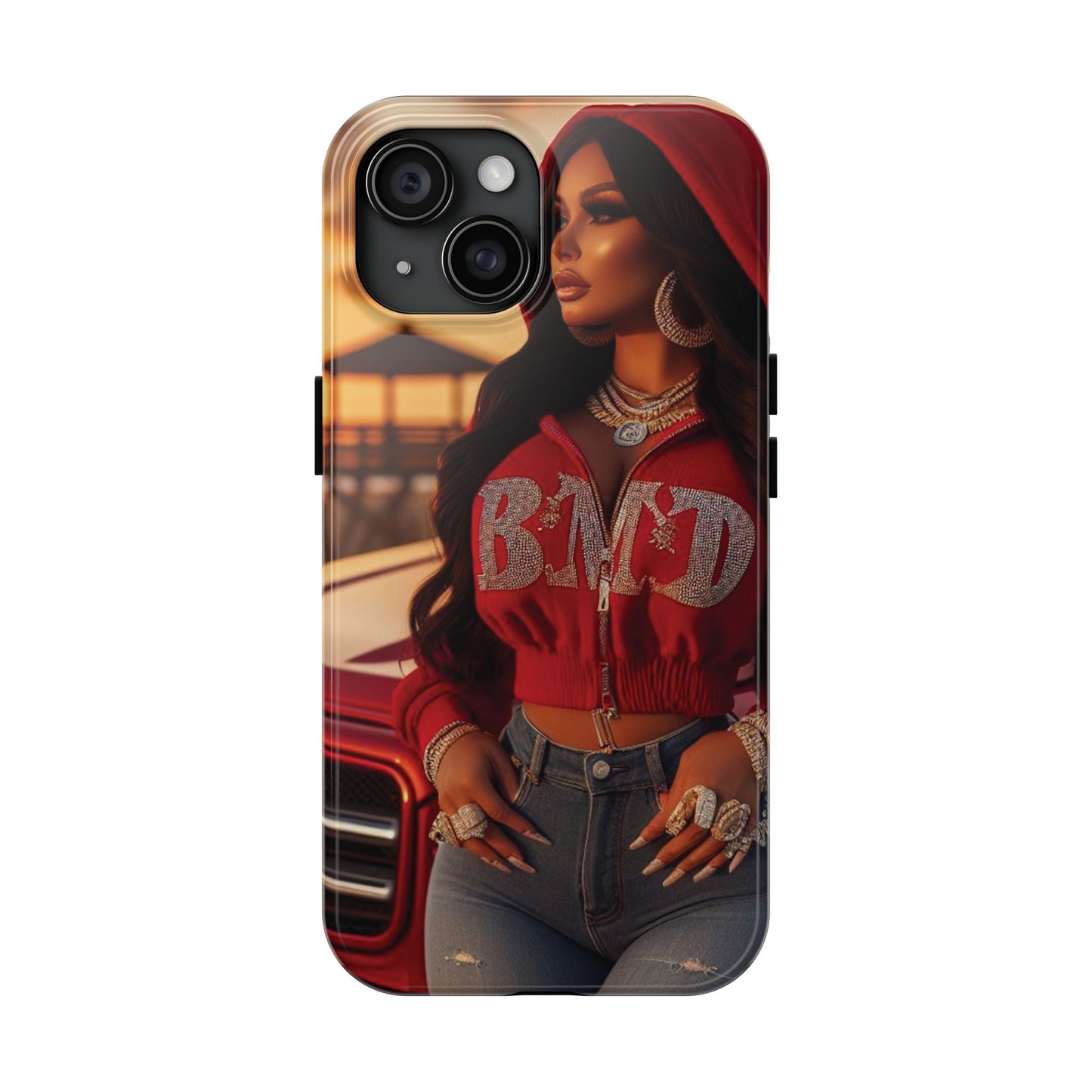 B.M.D Sunset Beach Tough Phone Cases - Red, Protective Phone Covers, Beach Lovers Gift, Phone Accessories, Coastal Decor, Sunset Phone Case