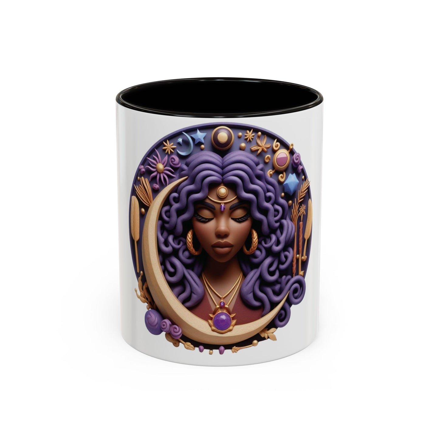 B.M.D Colorful Moon Goddess Mug - Bohemian Coffee Cup, Celestial Art Drinkware, Unique Gift for Her, Astrology Lover, 11oz & 15oz Varieties