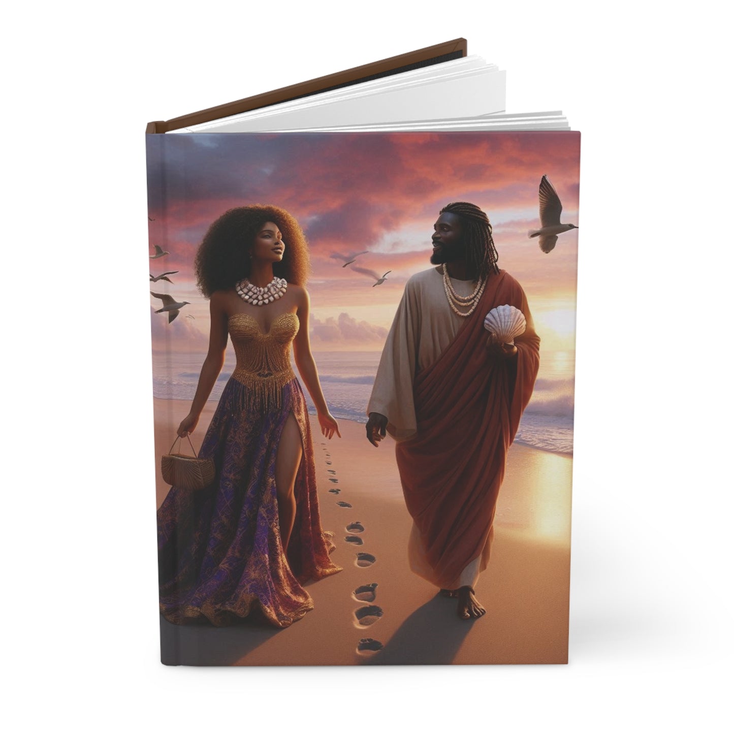 B.M.D Spiritual Walk with Yeshua, Footprints in the Sand, Prayer Diary, Faith Notebook, Inspirational (pic 1 brown)