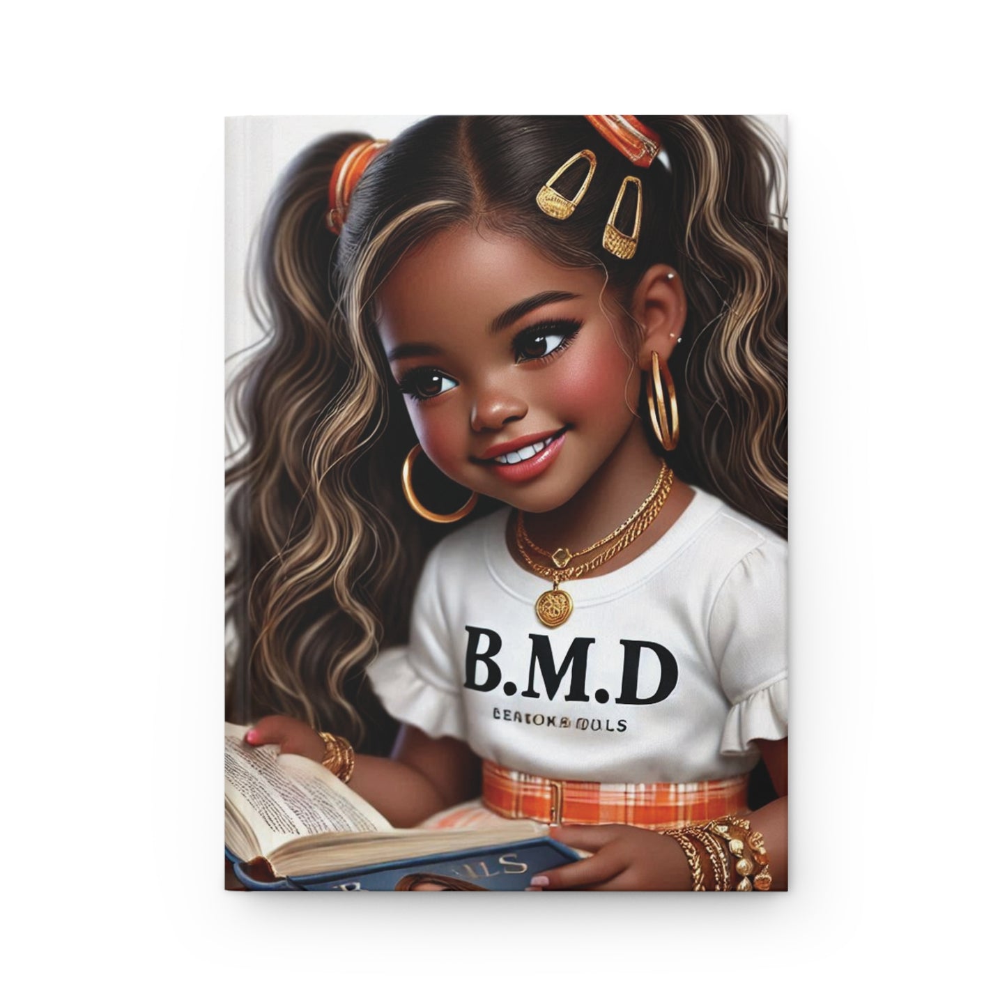 B.M.D Reading Girl Hardcover Journal Matte, Book Lover Notebook, Writer's Diary, Literary Gift, Stationery Set (pic 4 orange)
