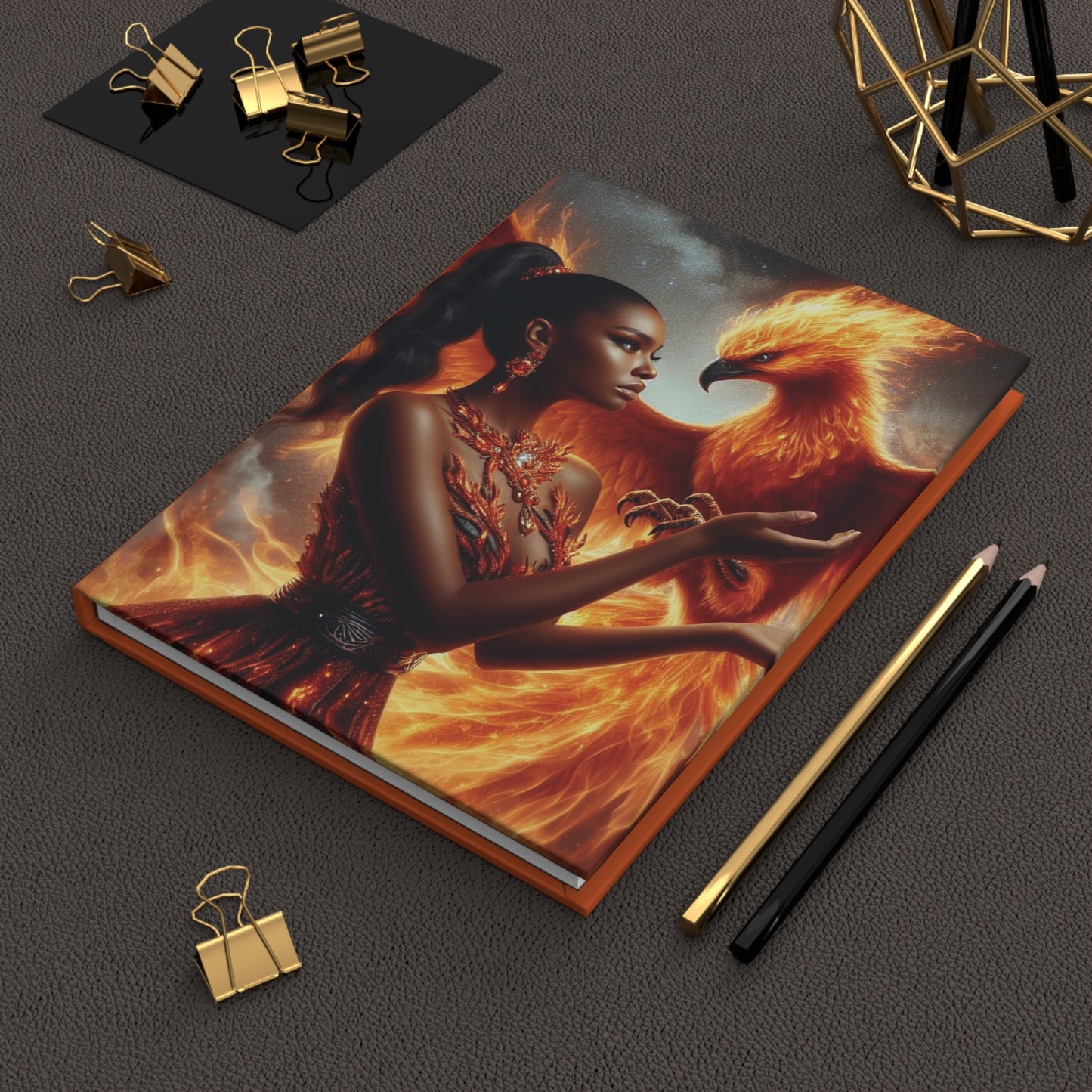 B.M.D Fiery Phoenix Hardcover Journal, Inspirational Writing Notebook, Gift for Creatives, Artistic Journal, Unique Stationery (pic 1)