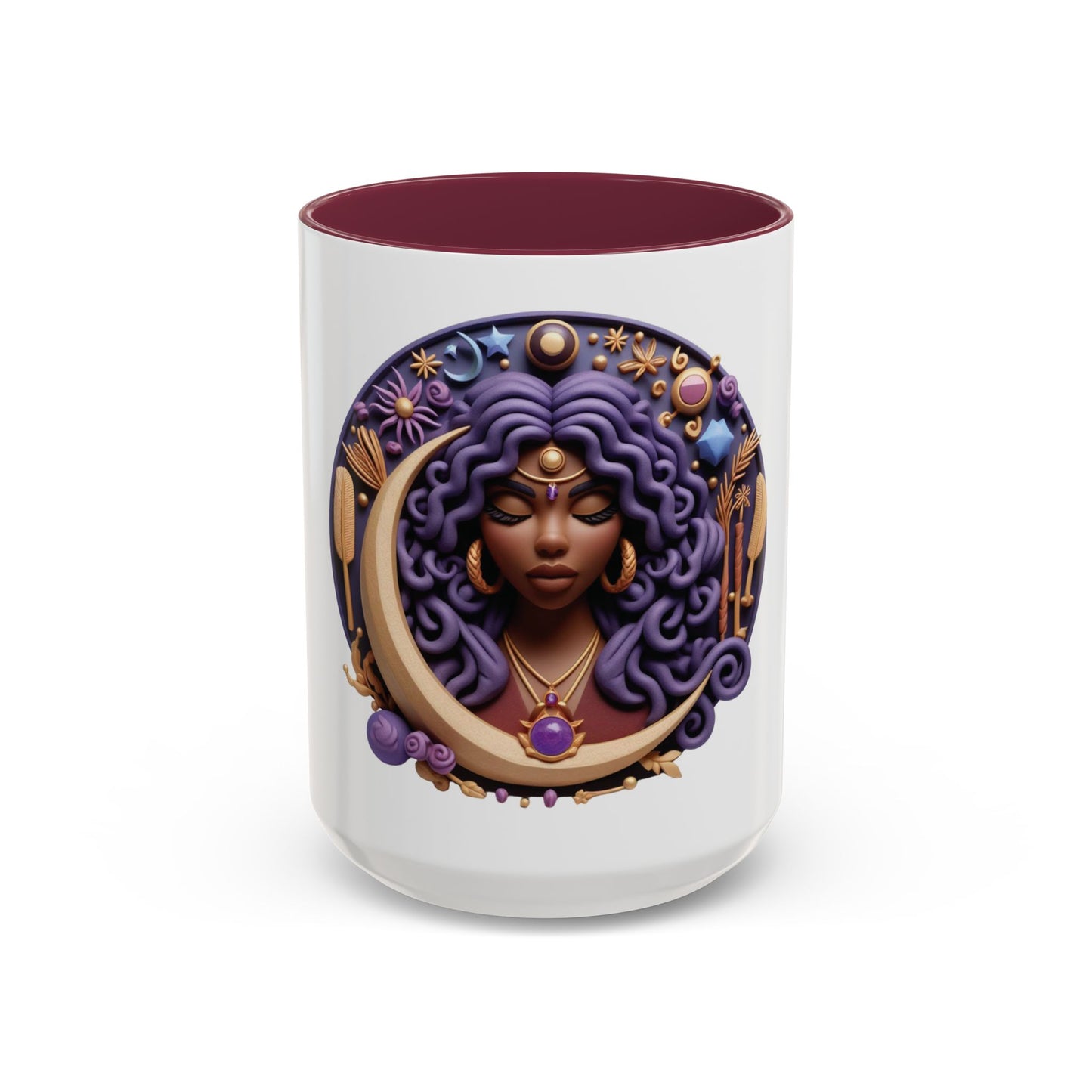 B.M.D Colorful Moon Goddess Mug - Bohemian Coffee Cup, Celestial Art Drinkware, Unique Gift for Her, Astrology Lover, 11oz & 15oz Varieties